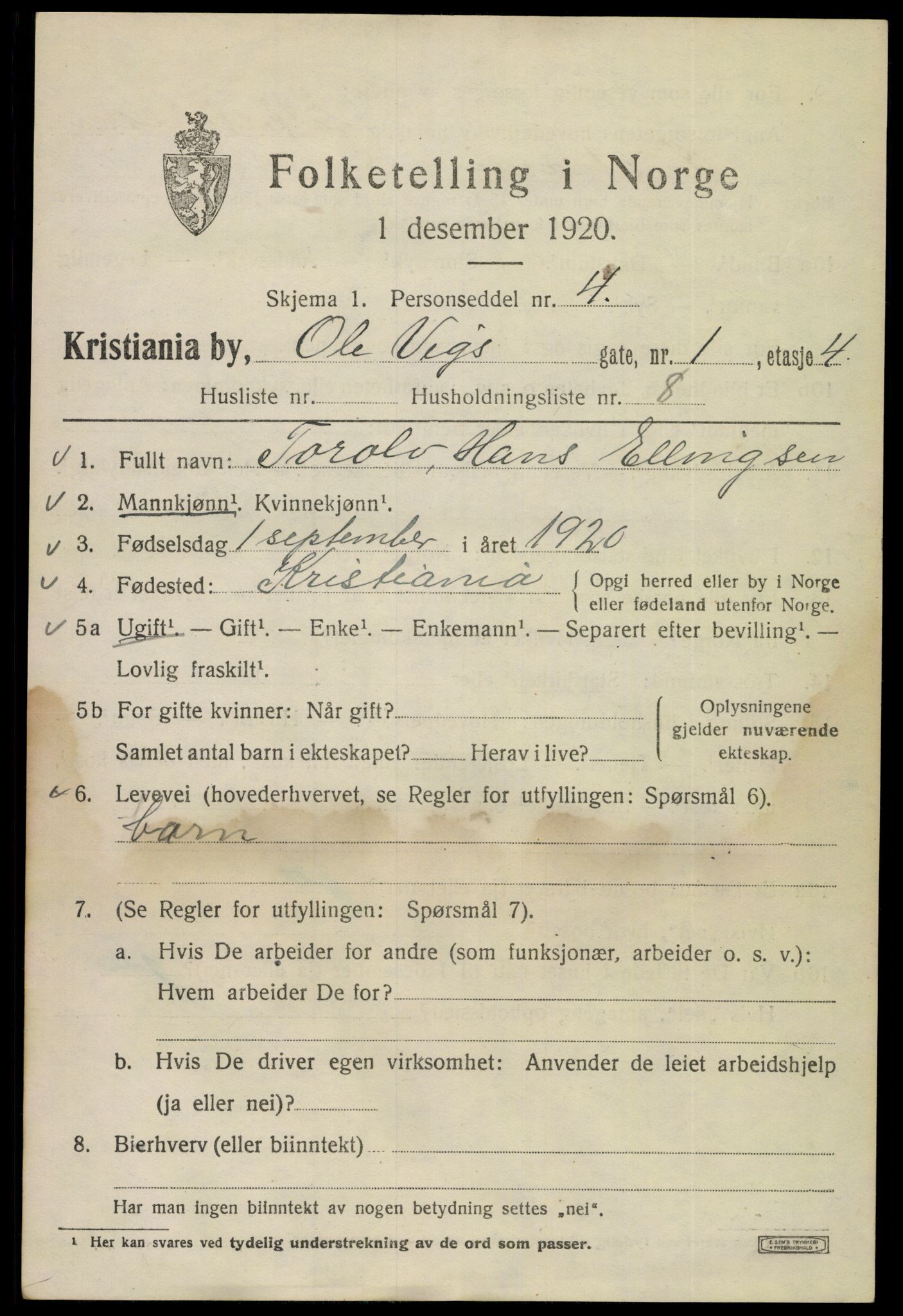 SAO, 1920 census for Kristiania, 1920, p. 432977
