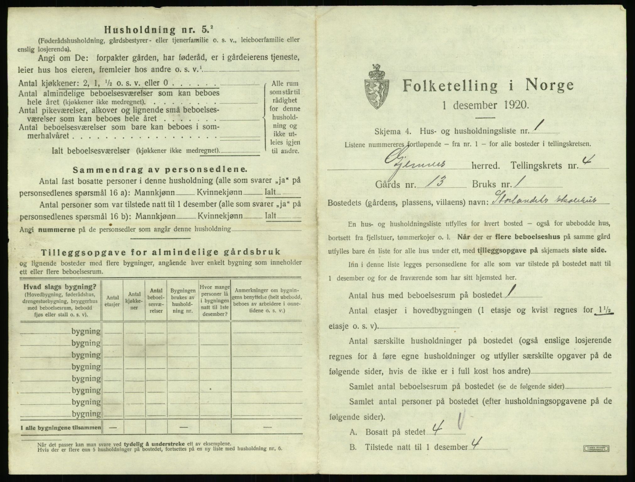 SAT, 1920 census for Gjemnes, 1920, p. 258