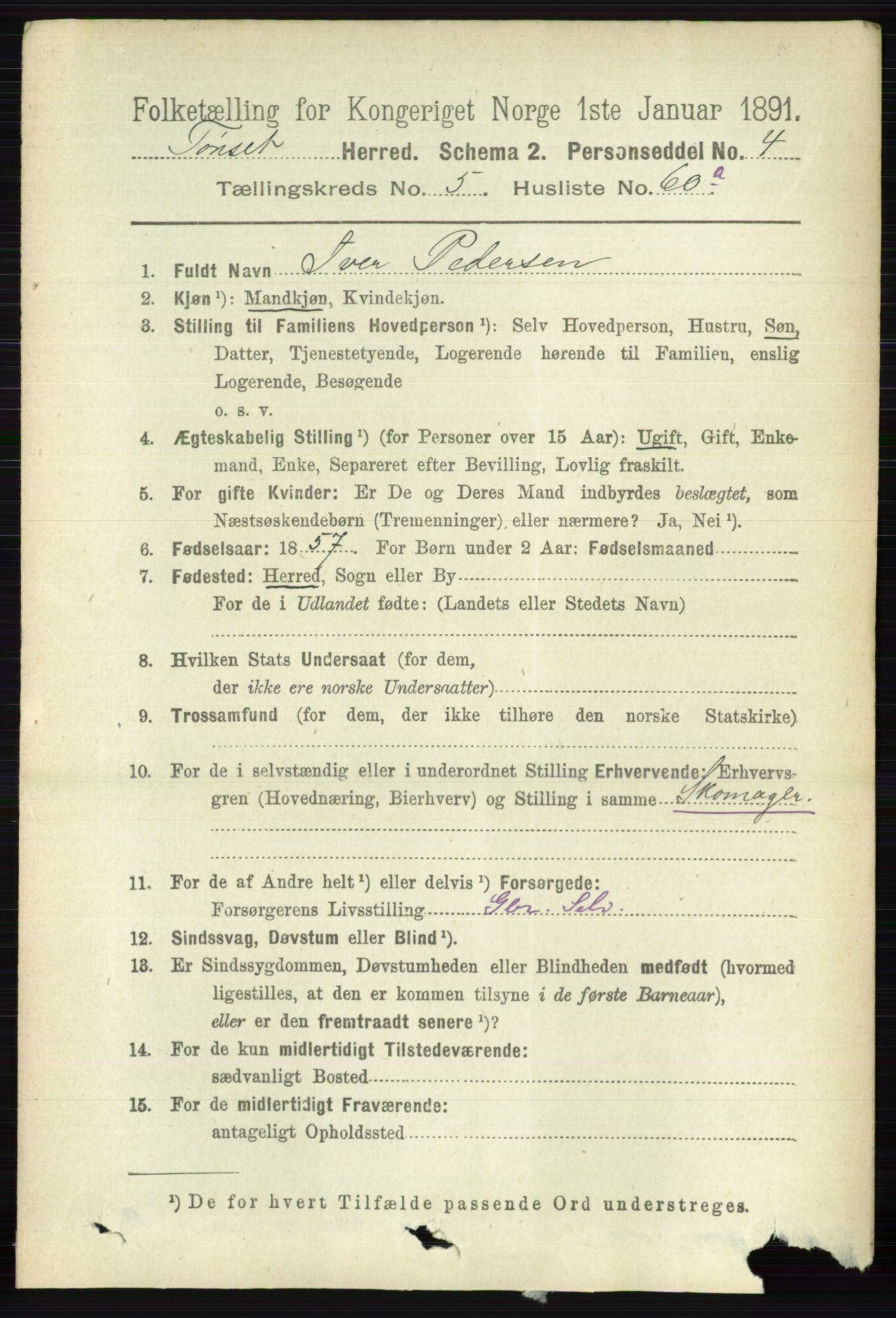 RA, 1891 census for 0437 Tynset, 1891, p. 1430