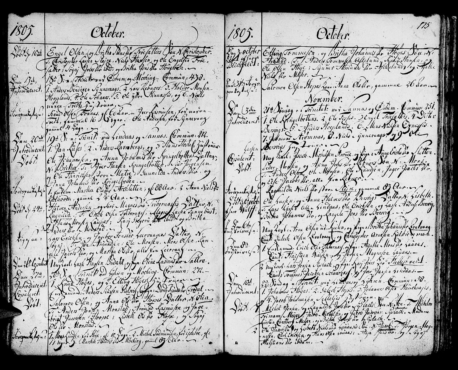 Lindås Sokneprestembete, AV/SAB-A-76701/H/Haa/Haaa/L0005: Parish register (official) no. A 5, 1791-1813, p. 175