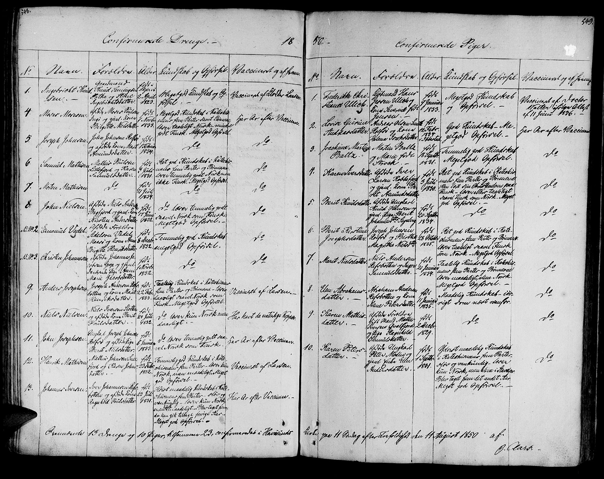 Måsøy sokneprestkontor, SATØ/S-1348/H/Ha/L0001kirke: Parish register (official) no. 1, 1806-1851, p. 548-549