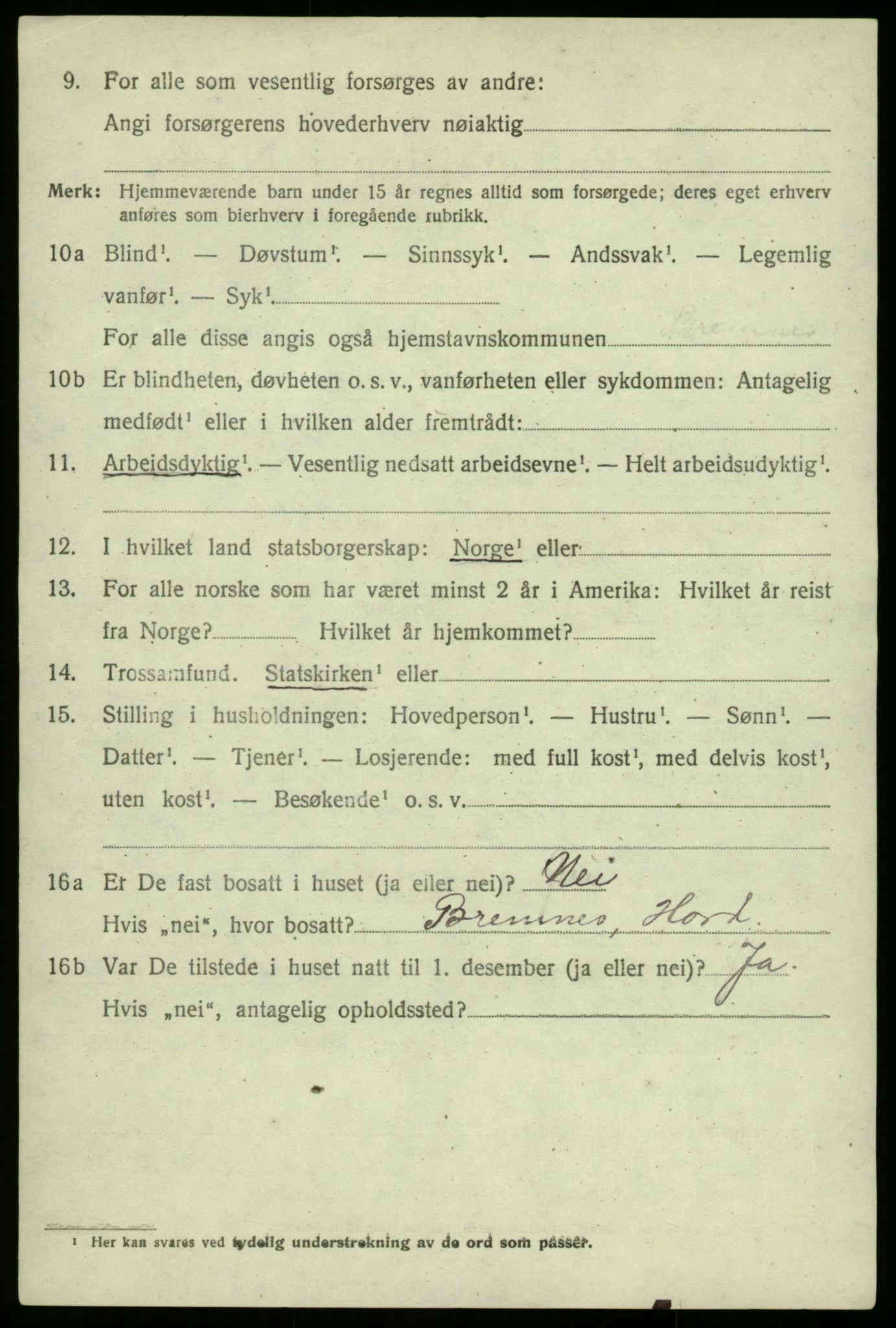 SAB, 1920 census for Austevoll, 1920, p. 907