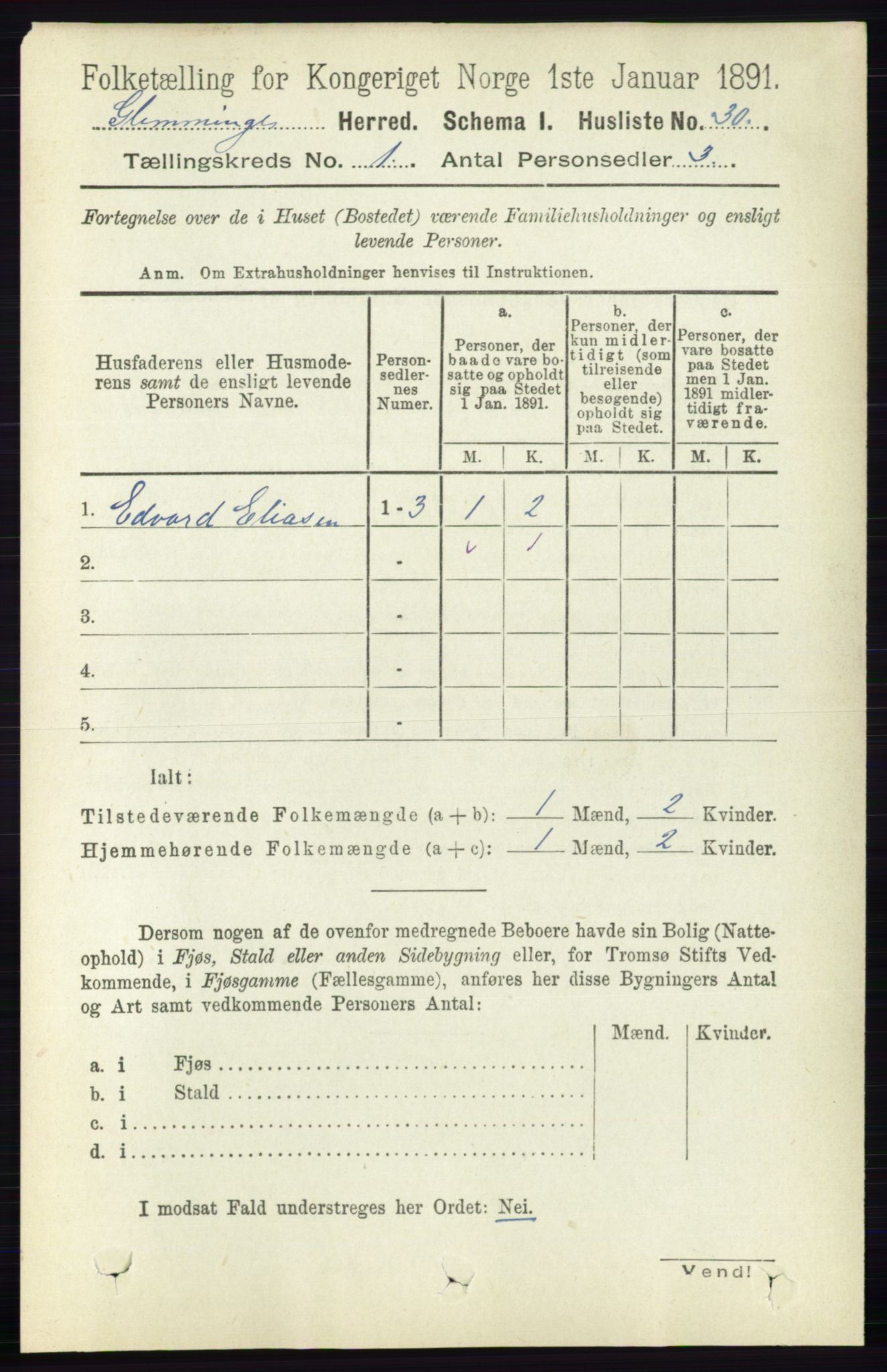 RA, 1891 census for 0132 Glemmen, 1891, p. 74