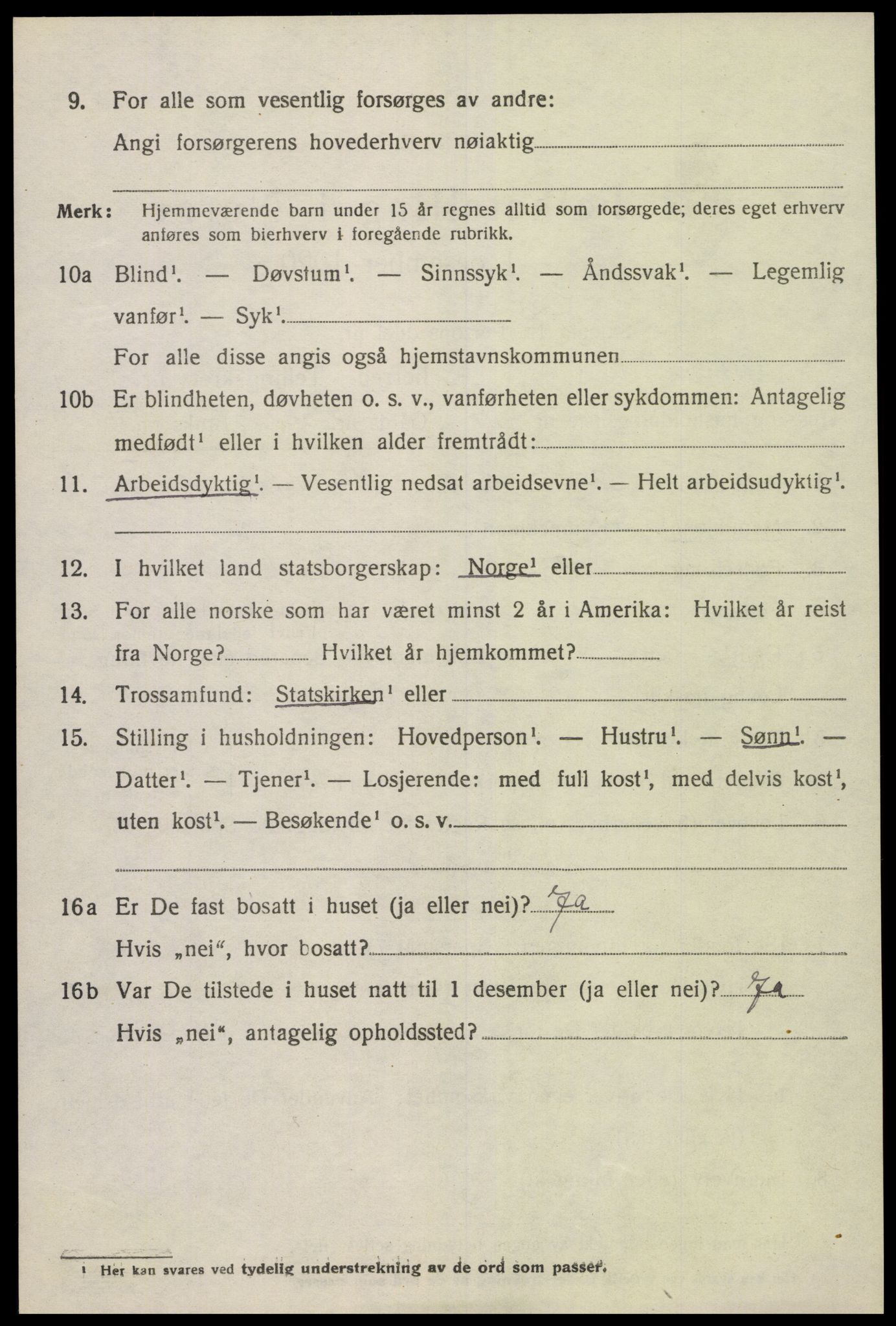SAK, 1920 census for Austre Moland, 1920, p. 2198