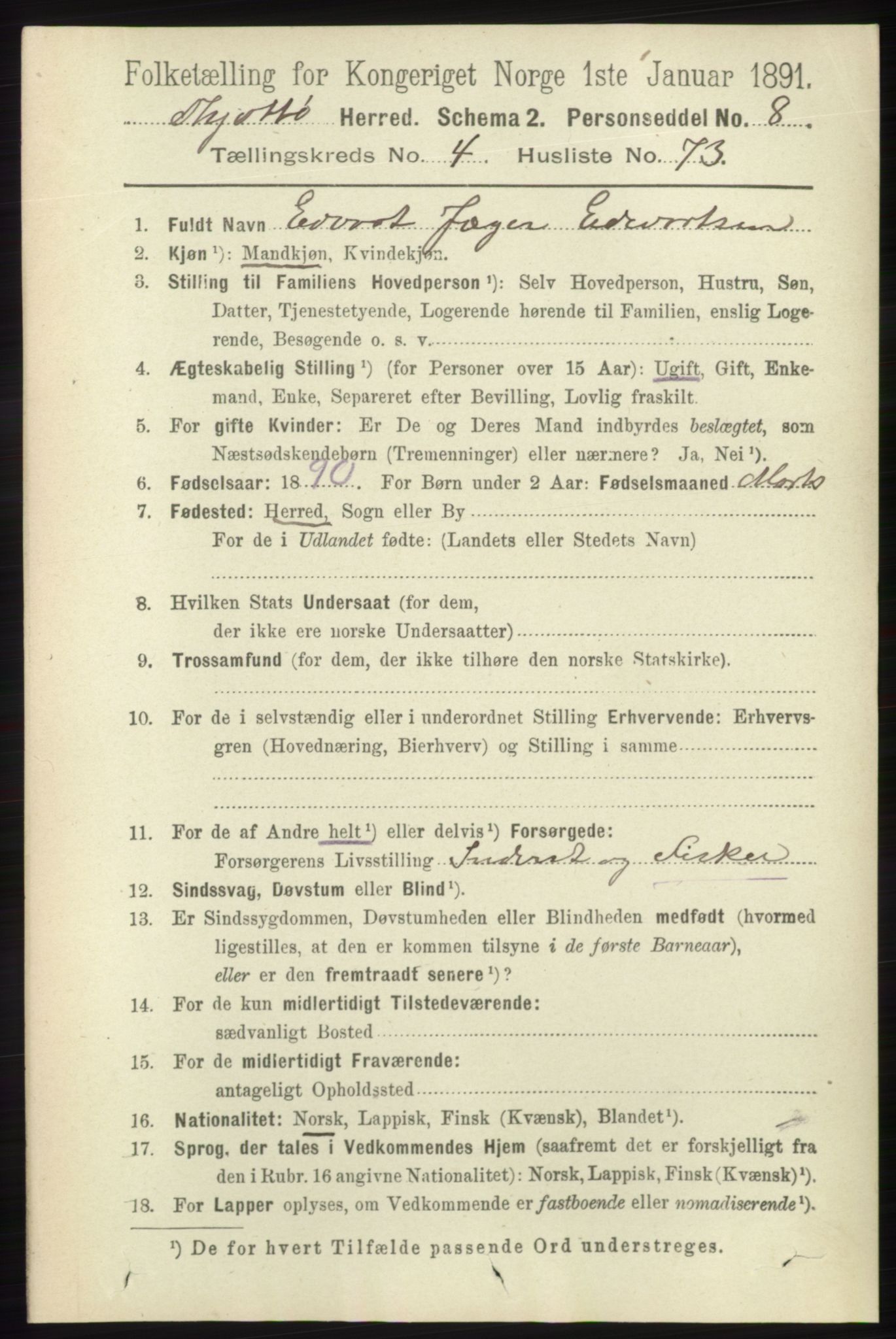 RA, 1891 census for 1817 Tjøtta, 1891, p. 2314