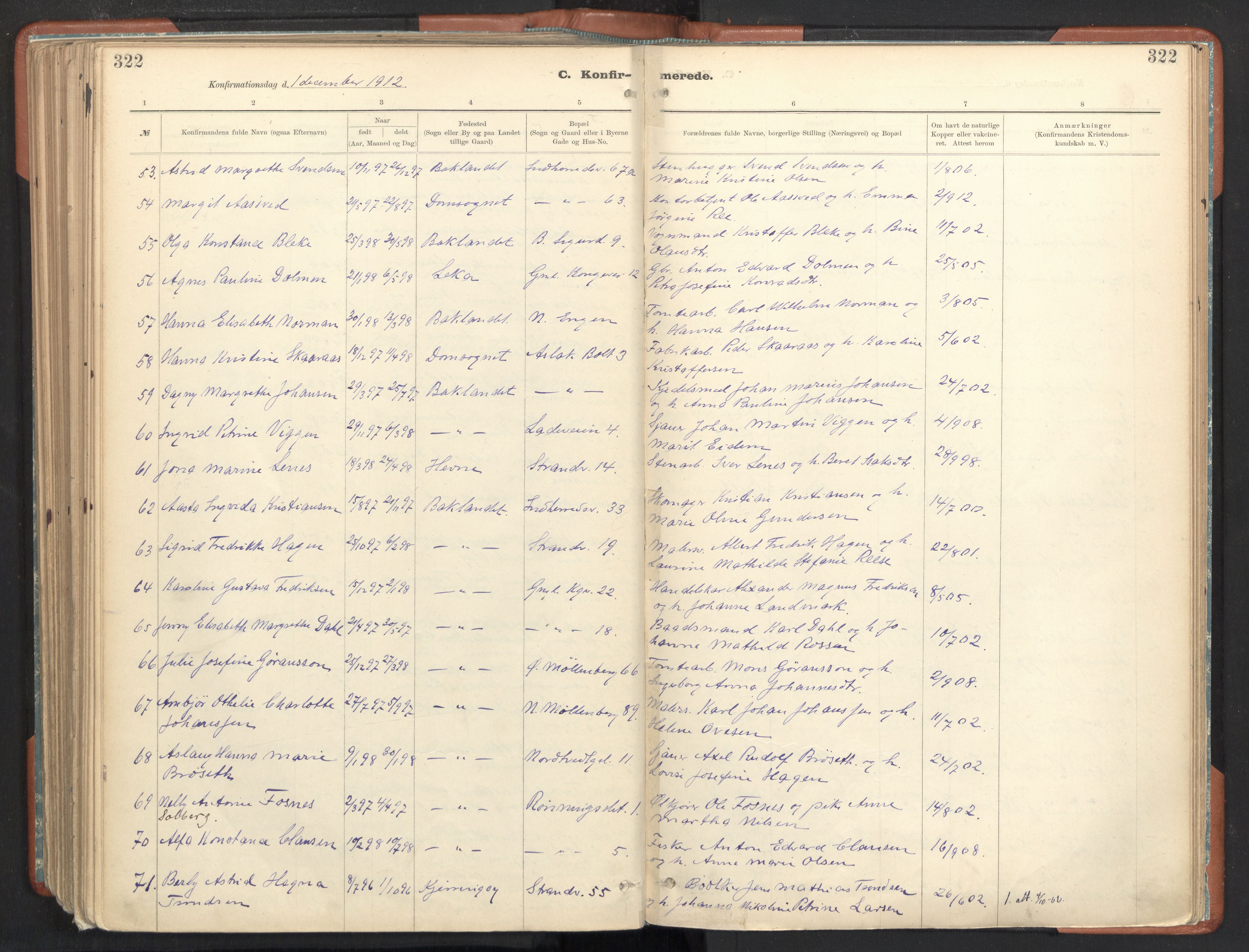 Ministerialprotokoller, klokkerbøker og fødselsregistre - Sør-Trøndelag, SAT/A-1456/605/L0243: Parish register (official) no. 605A05, 1908-1923, p. 322