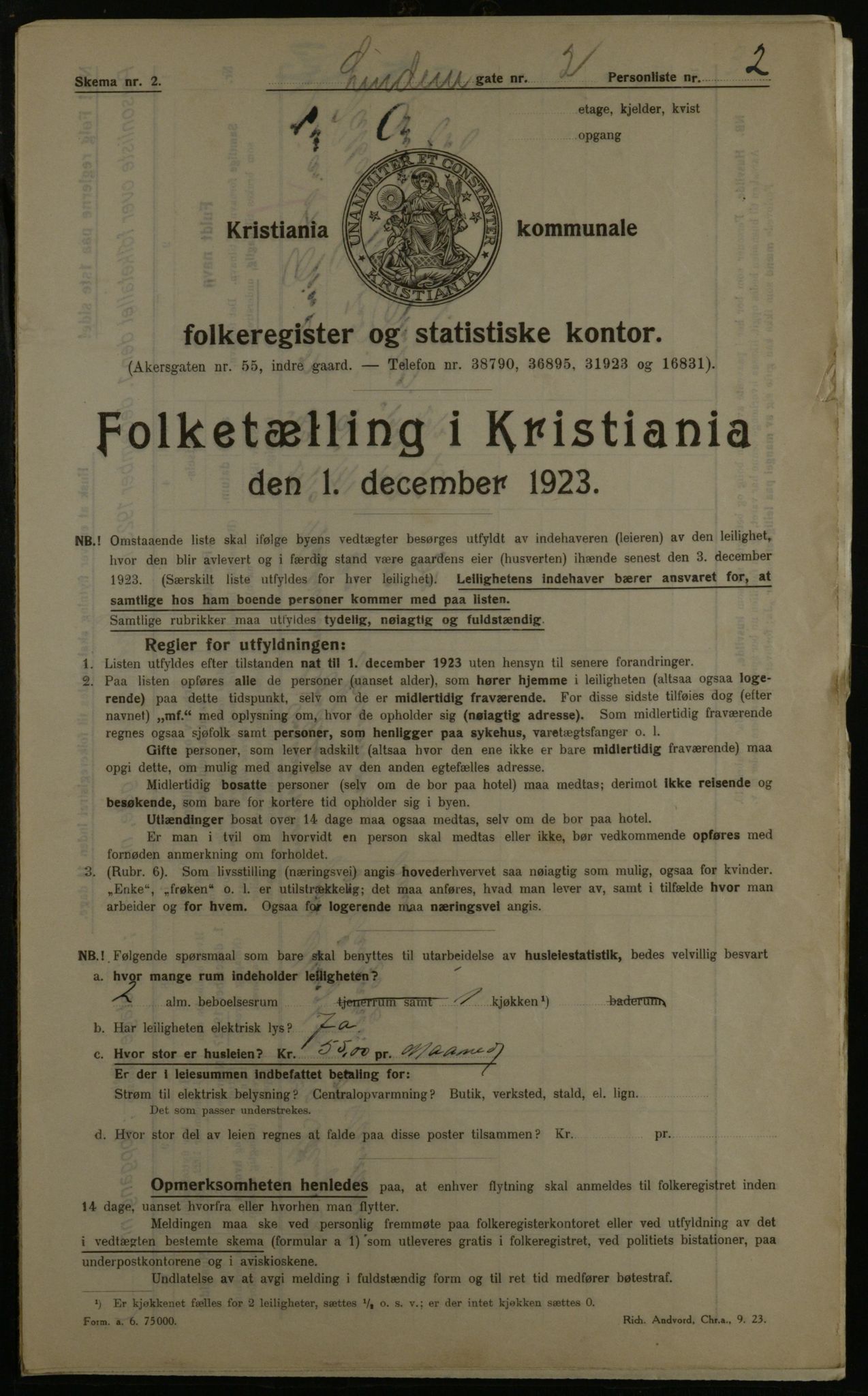 OBA, Municipal Census 1923 for Kristiania, 1923, p. 64043