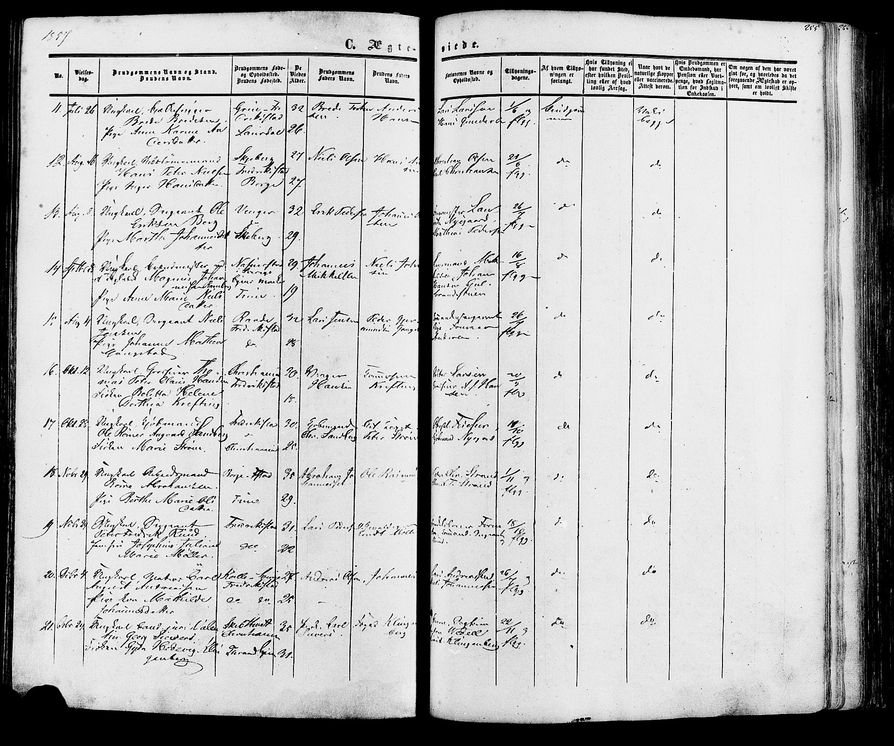 Fredrikstad prestekontor Kirkebøker, AV/SAO-A-11082/F/Fa/L0006: Parish register (official) no. 6, 1857-1878, p. 255