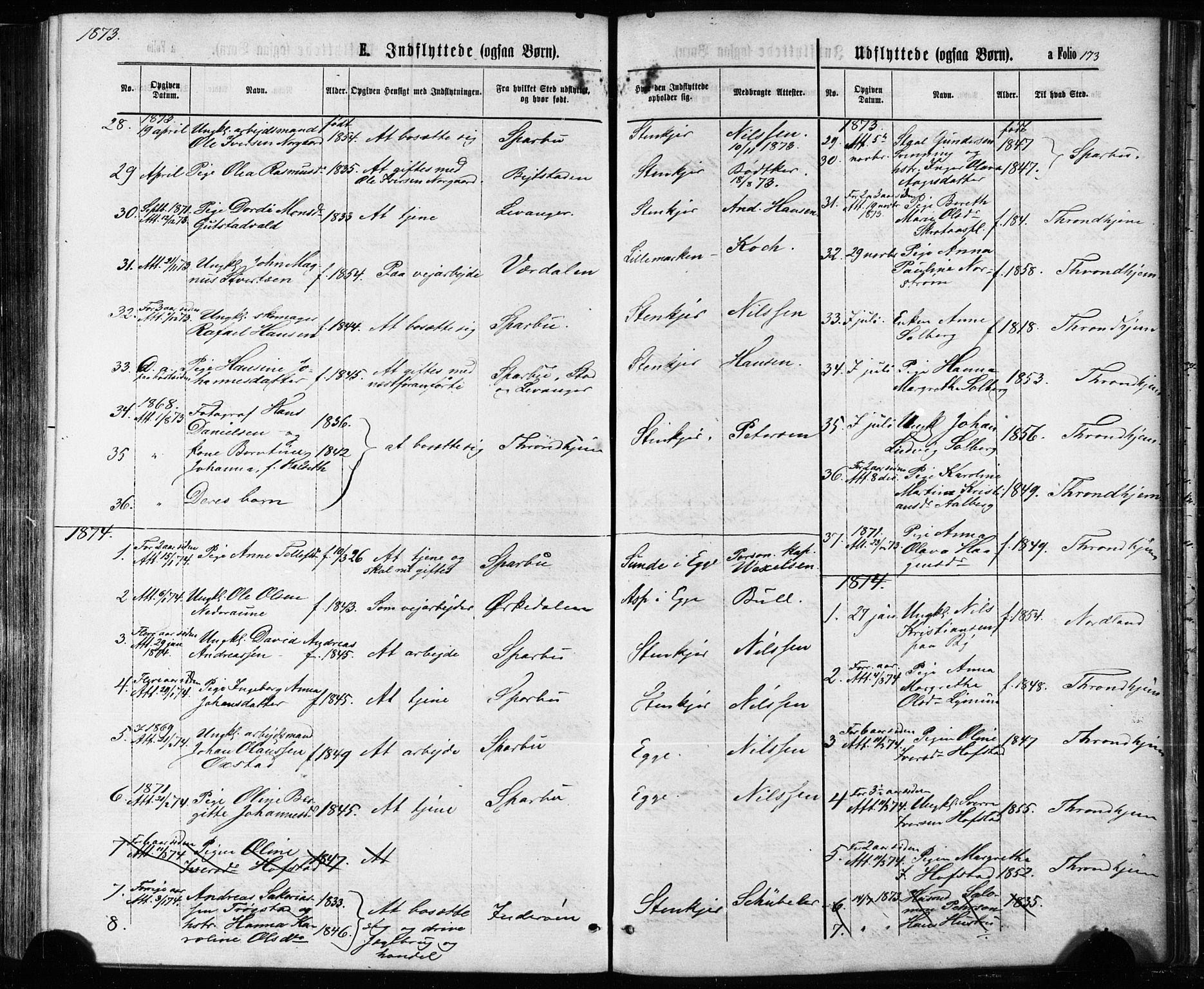 Ministerialprotokoller, klokkerbøker og fødselsregistre - Nord-Trøndelag, SAT/A-1458/739/L0370: Parish register (official) no. 739A02, 1868-1881, p. 173
