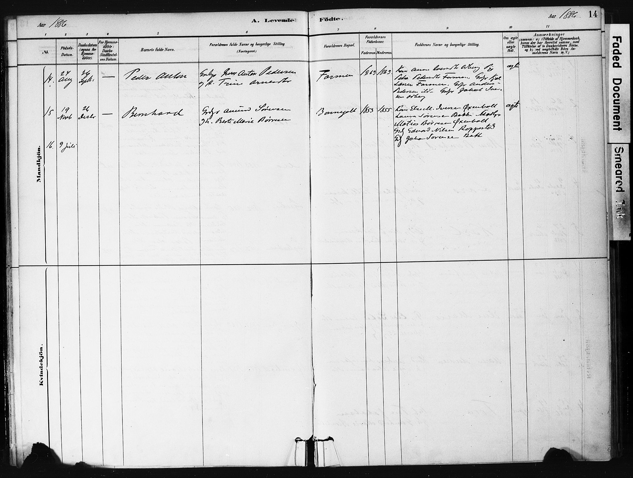 Hedrum kirkebøker, AV/SAKO-A-344/F/Fb/L0001: Parish register (official) no. II 1, 1881-1905, p. 14