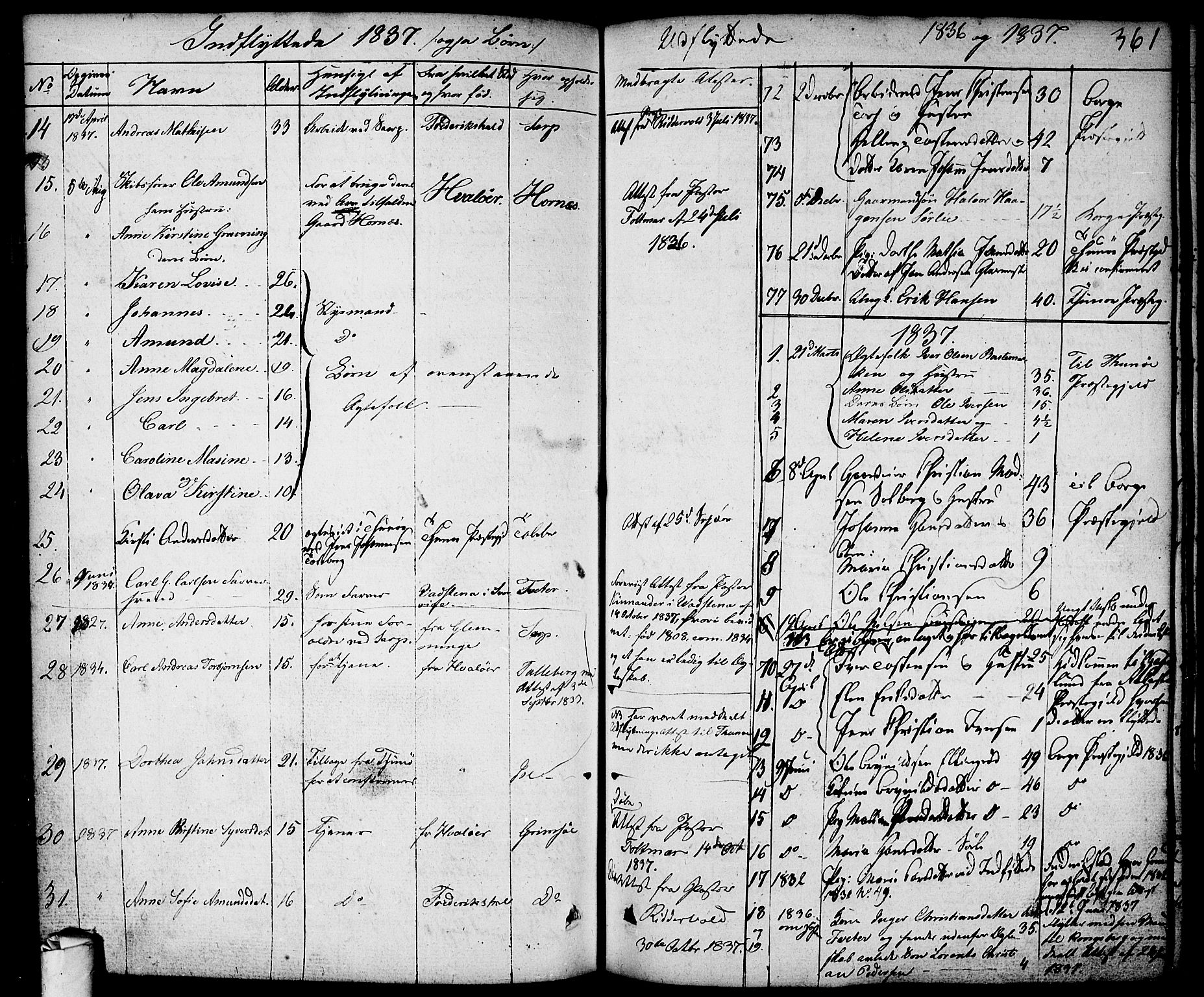 Skjeberg prestekontor Kirkebøker, SAO/A-10923/F/Fa/L0005: Parish register (official) no. I 5, 1830-1845, p. 361