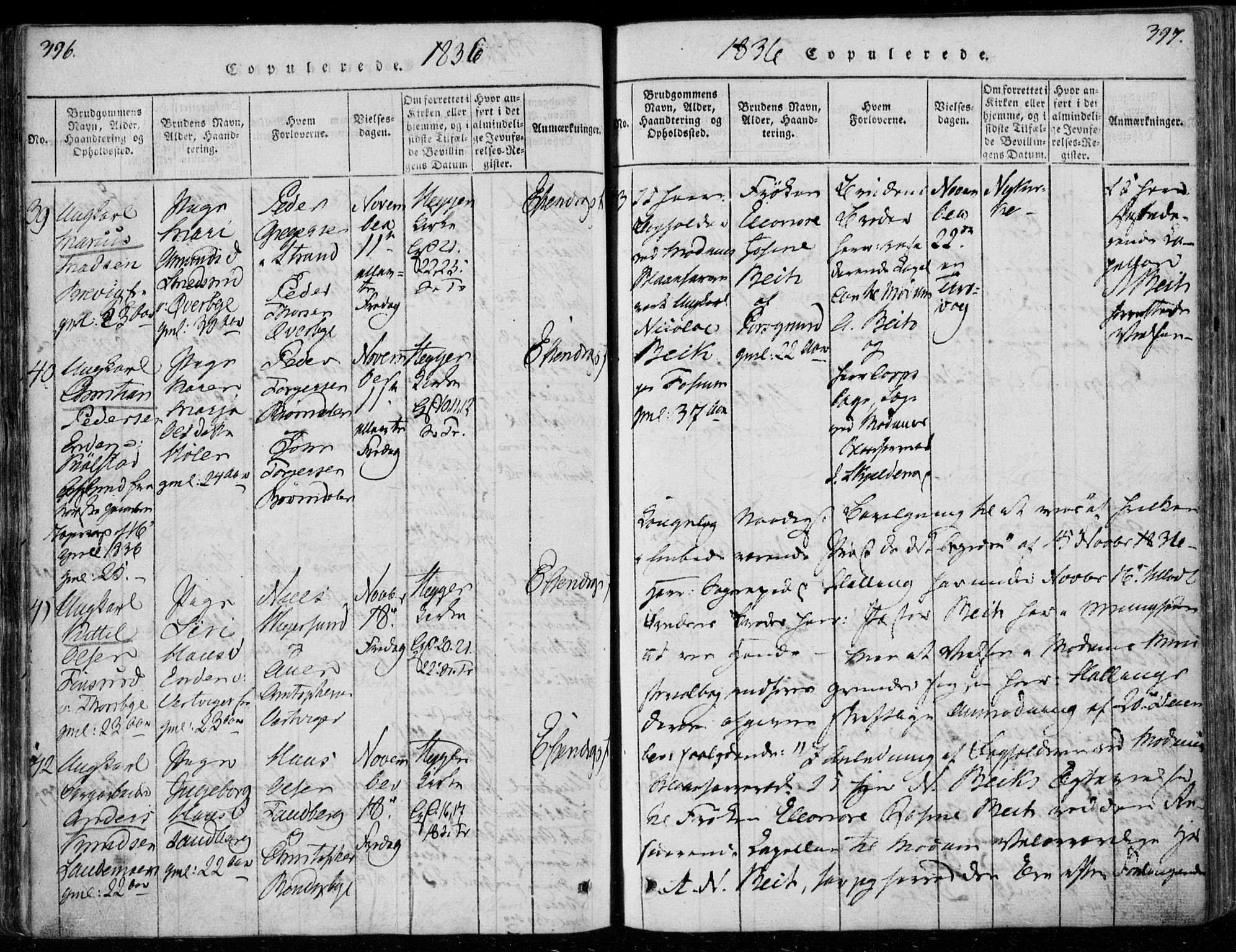 Modum kirkebøker, AV/SAKO-A-234/F/Fa/L0006: Parish register (official) no. 6, 1832-1841, p. 396-397