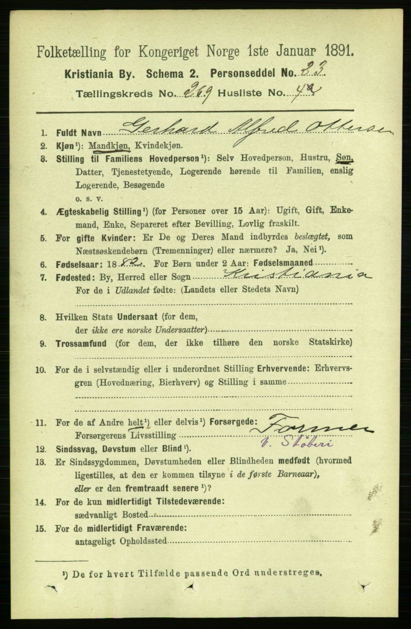 RA, 1891 census for 0301 Kristiania, 1891, p. 163109