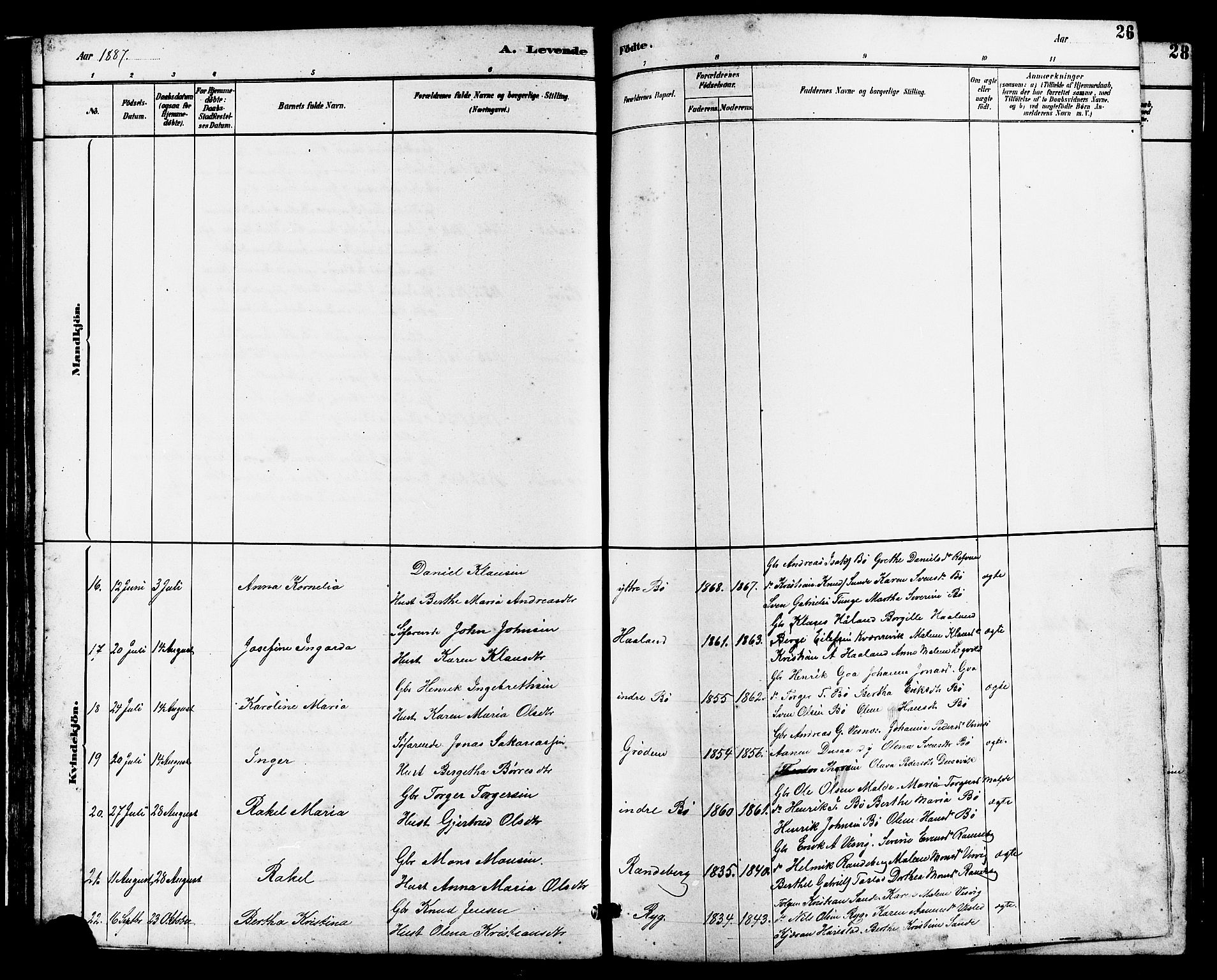 Hetland sokneprestkontor, SAST/A-101826/30/30BB/L0006: Parish register (copy) no. B 6, 1878-1921, p. 26