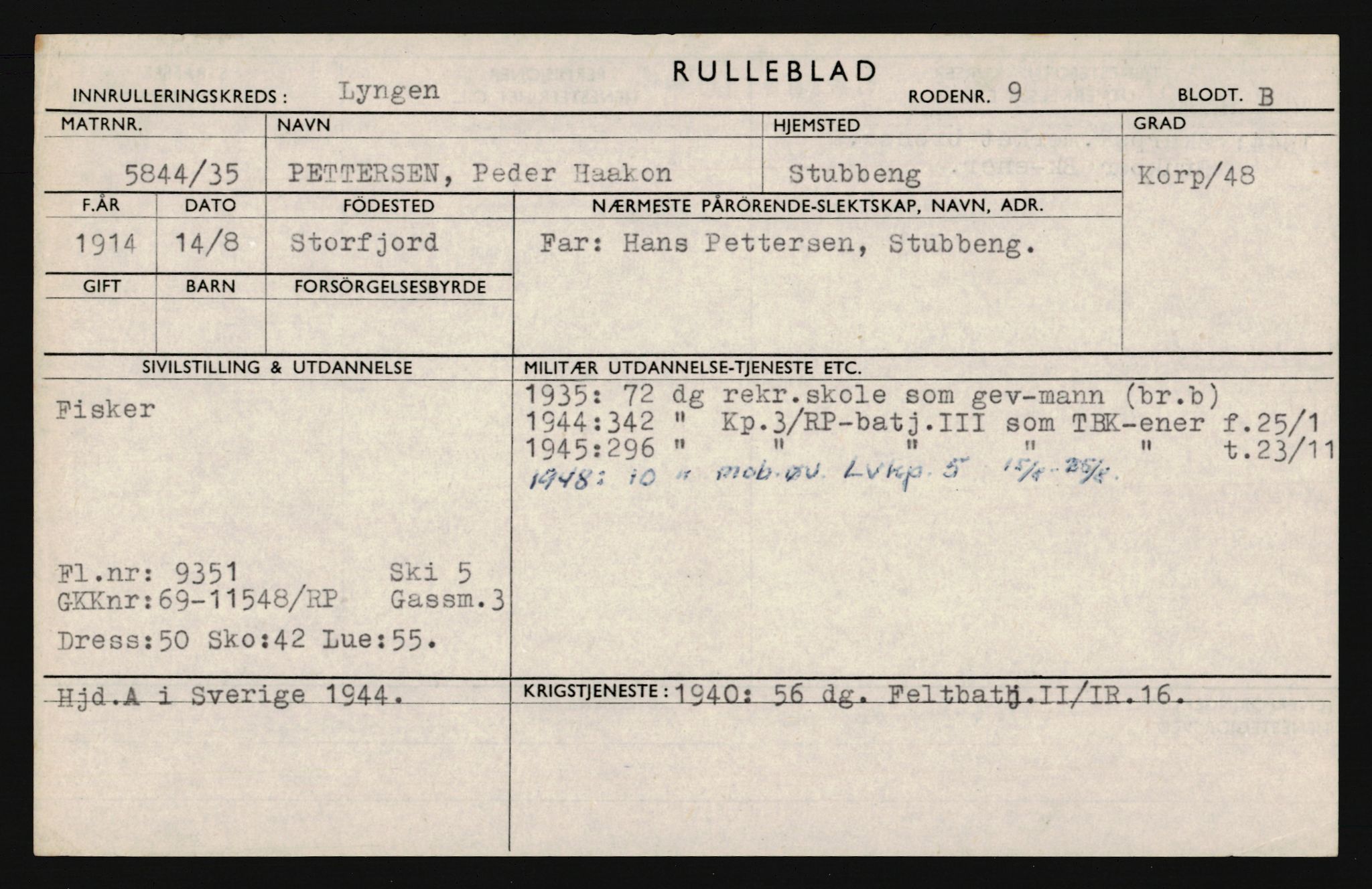 Forsvaret, Troms infanteriregiment nr. 16, AV/RA-RAFA-3146/P/Pa/L0019: Rulleblad for regimentets menige mannskaper, årsklasse 1935, 1935, p. 1067