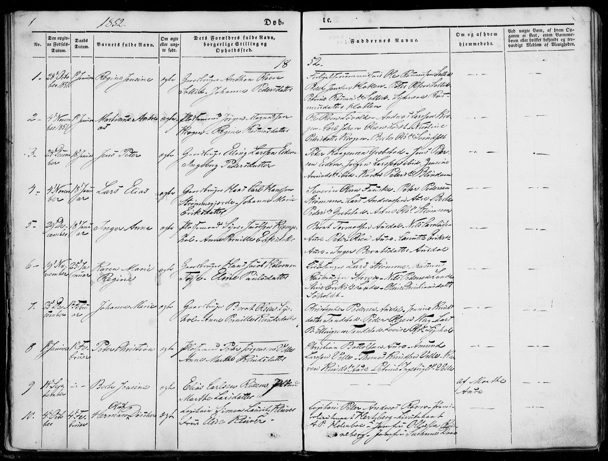 Ministerialprotokoller, klokkerbøker og fødselsregistre - Møre og Romsdal, AV/SAT-A-1454/522/L0313: Parish register (official) no. 522A08, 1852-1862, p. 1