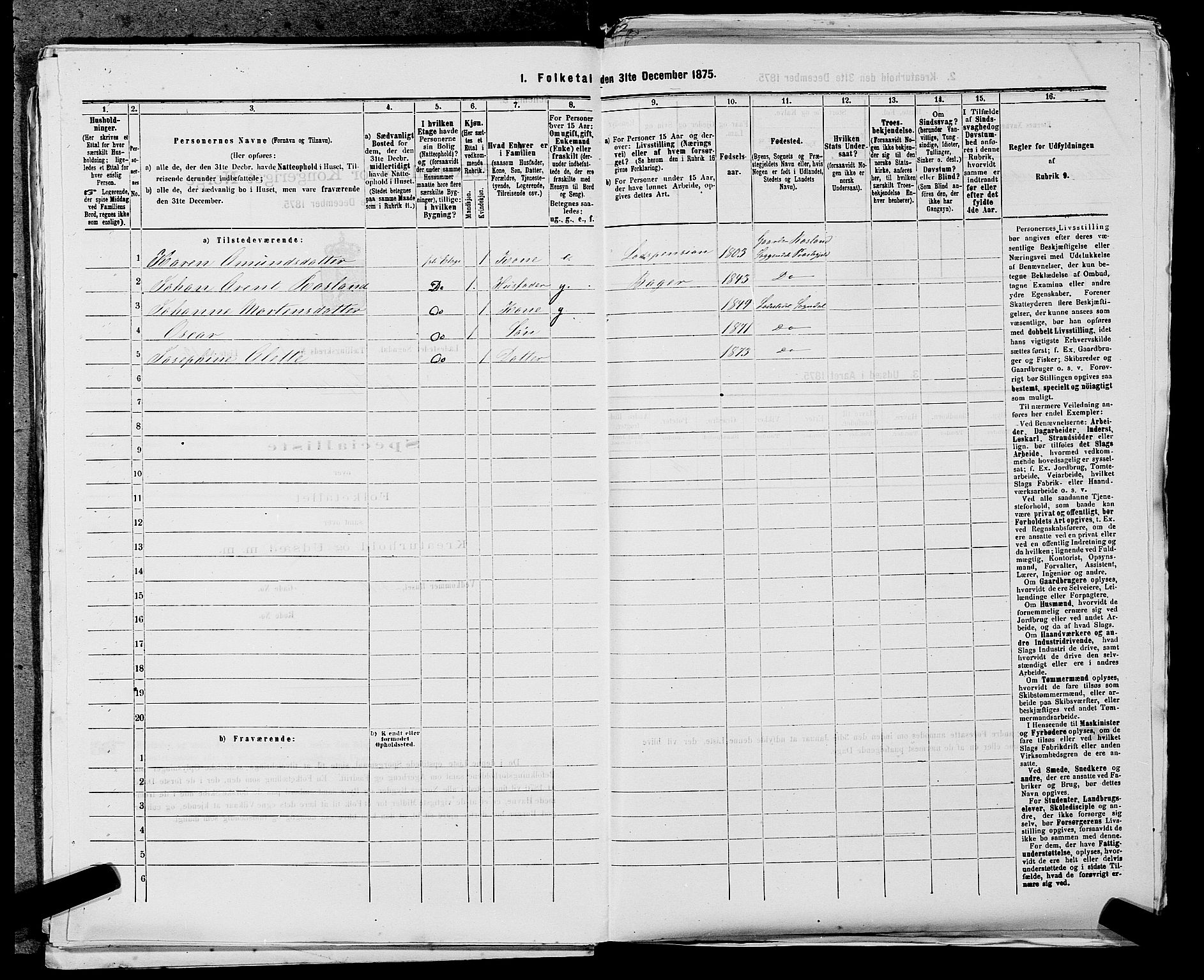 SAST, 1875 census for 1107B Sokndal/Sokndal, 1875, p. 24