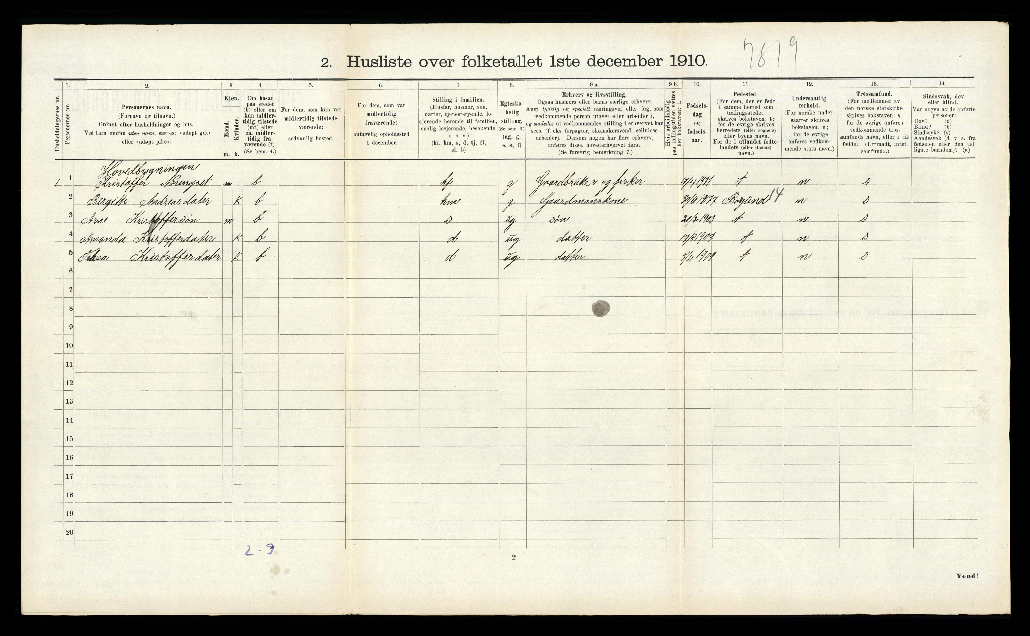 RA, 1910 census for Ulstein, 1910, p. 979