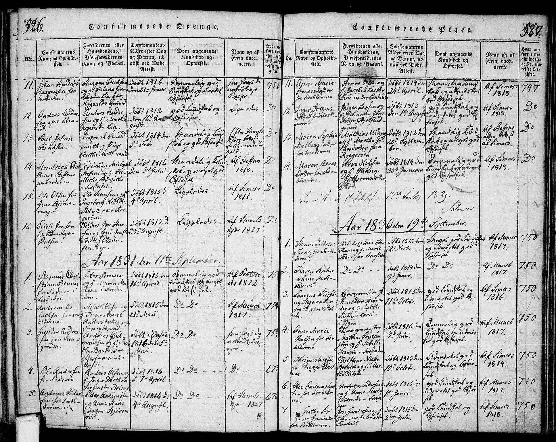 Glemmen prestekontor Kirkebøker, AV/SAO-A-10908/F/Fa/L0004: Parish register (official) no. 4, 1816-1838, p. 526-527
