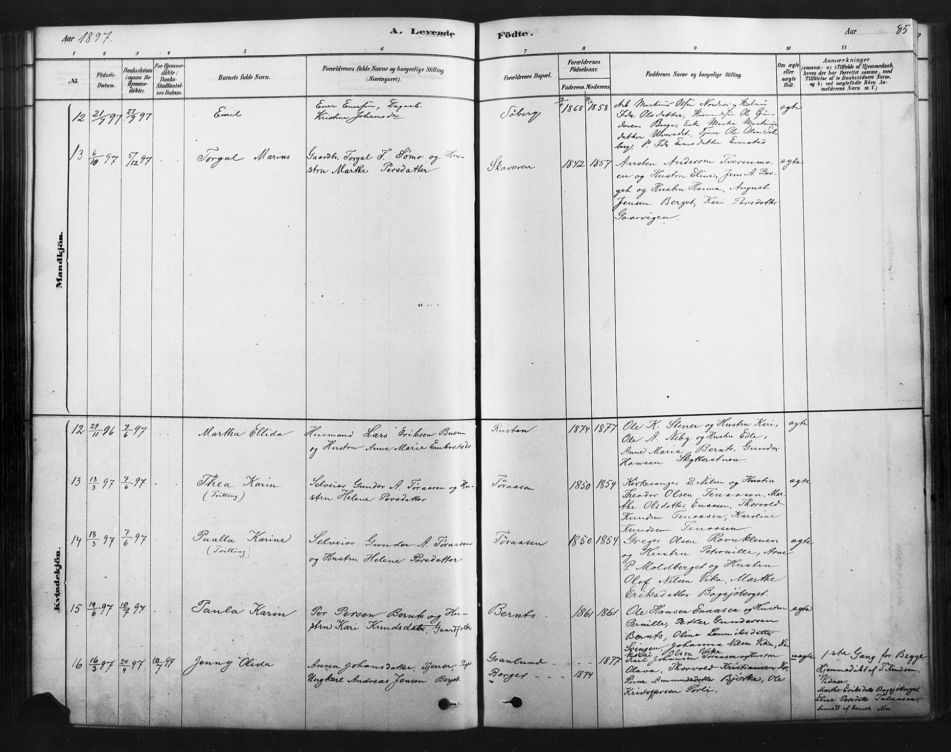 Åmot prestekontor, Hedmark, SAH/PREST-056/H/Ha/Haa/L0012: Parish register (official) no. 12, 1878-1901, p. 85
