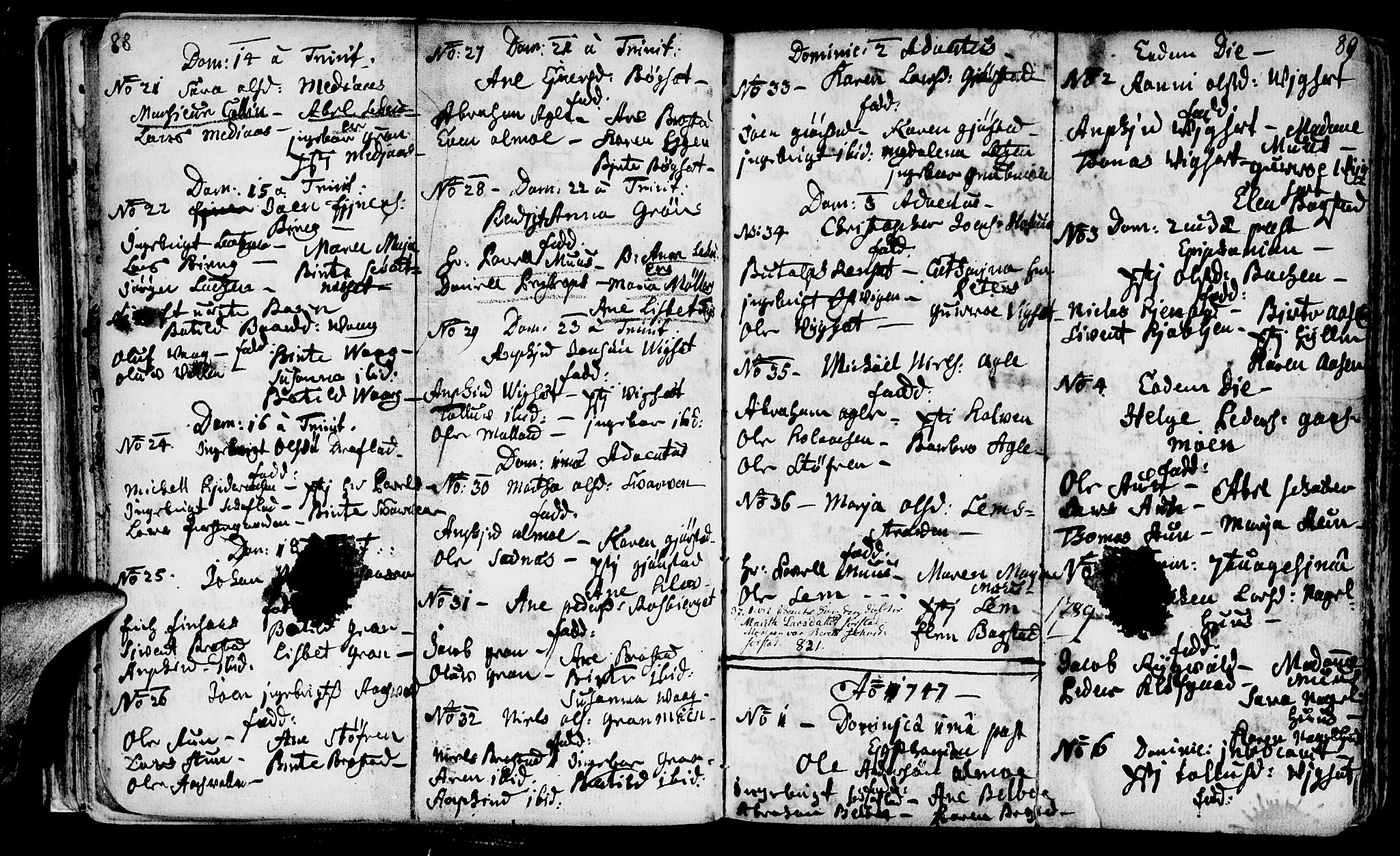 Ministerialprotokoller, klokkerbøker og fødselsregistre - Nord-Trøndelag, SAT/A-1458/749/L0467: Parish register (official) no. 749A01, 1733-1787, p. 88-89