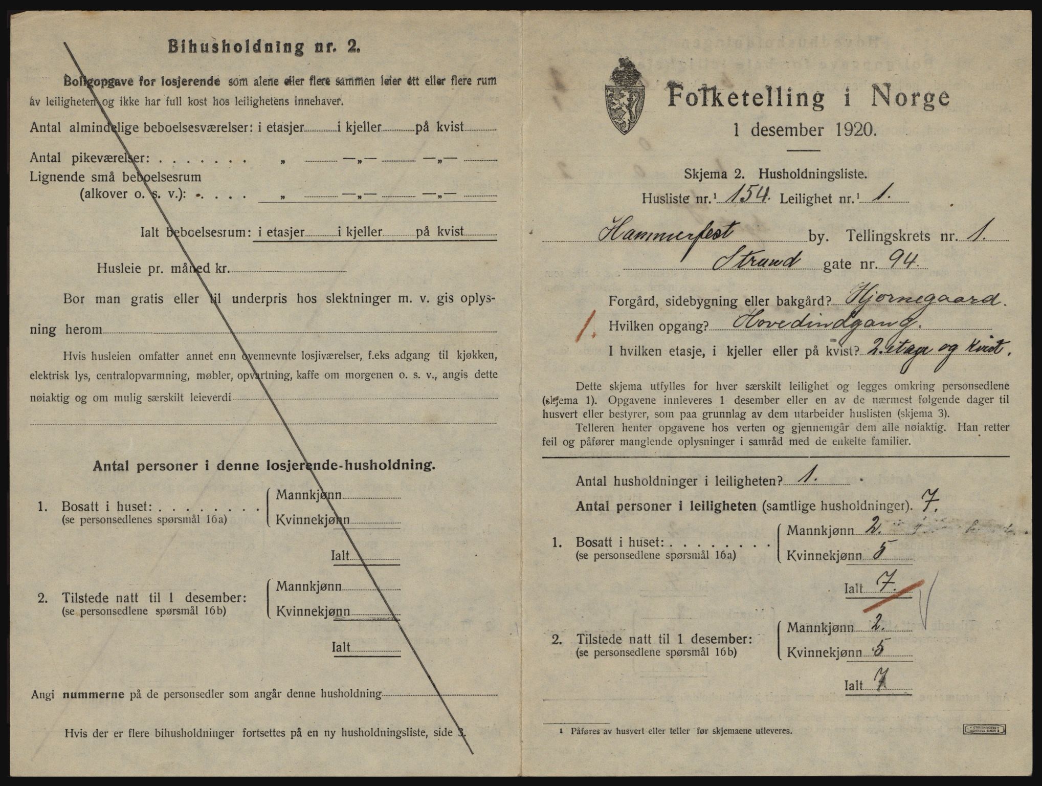 SATØ, 1920 census for Hammerfest, 1920, p. 1462