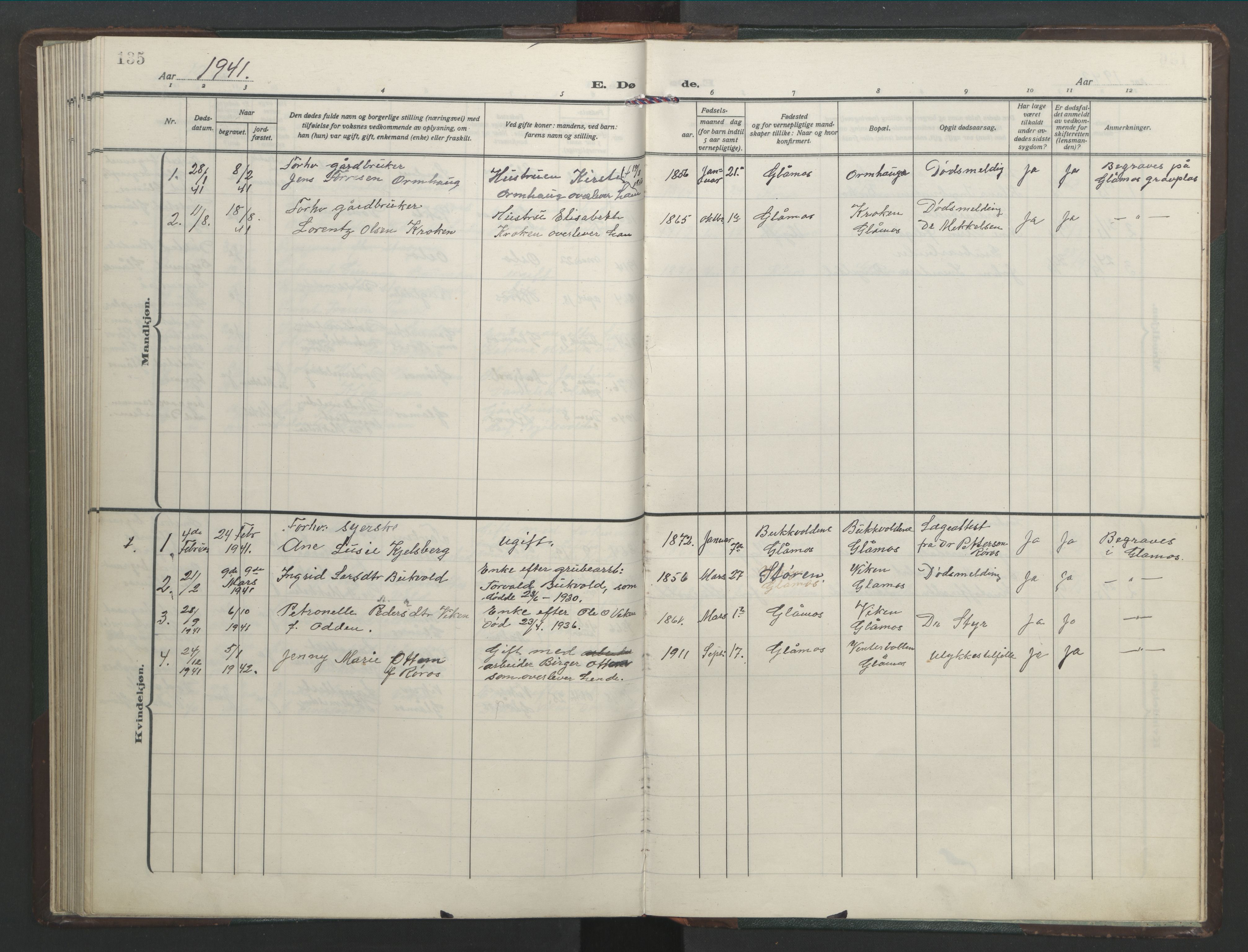 Ministerialprotokoller, klokkerbøker og fødselsregistre - Sør-Trøndelag, AV/SAT-A-1456/682/L0947: Parish register (copy) no. 682C01, 1926-1968, p. 135