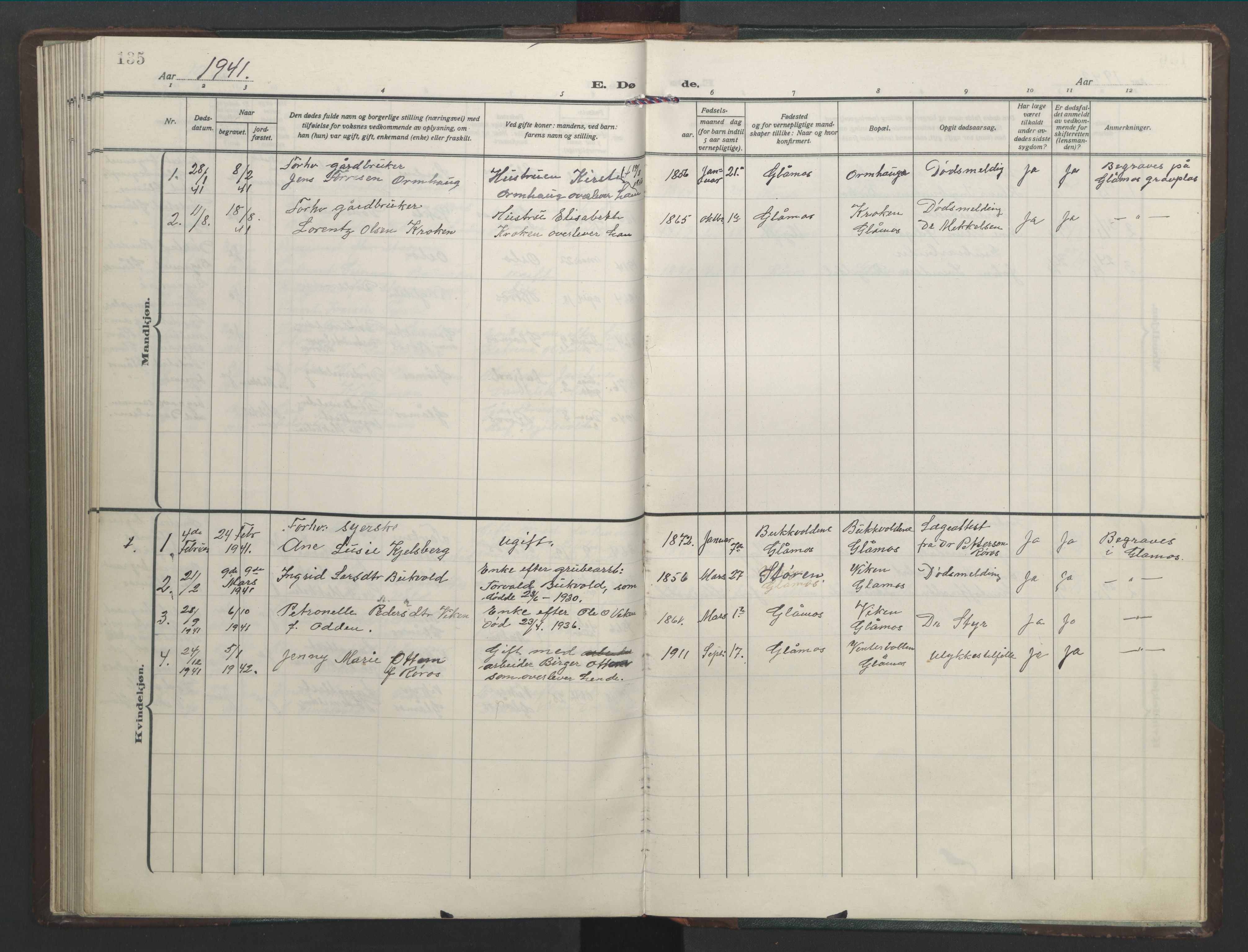 Ministerialprotokoller, klokkerbøker og fødselsregistre - Sør-Trøndelag, SAT/A-1456/682/L0947: Parish register (copy) no. 682C01, 1926-1968, p. 135