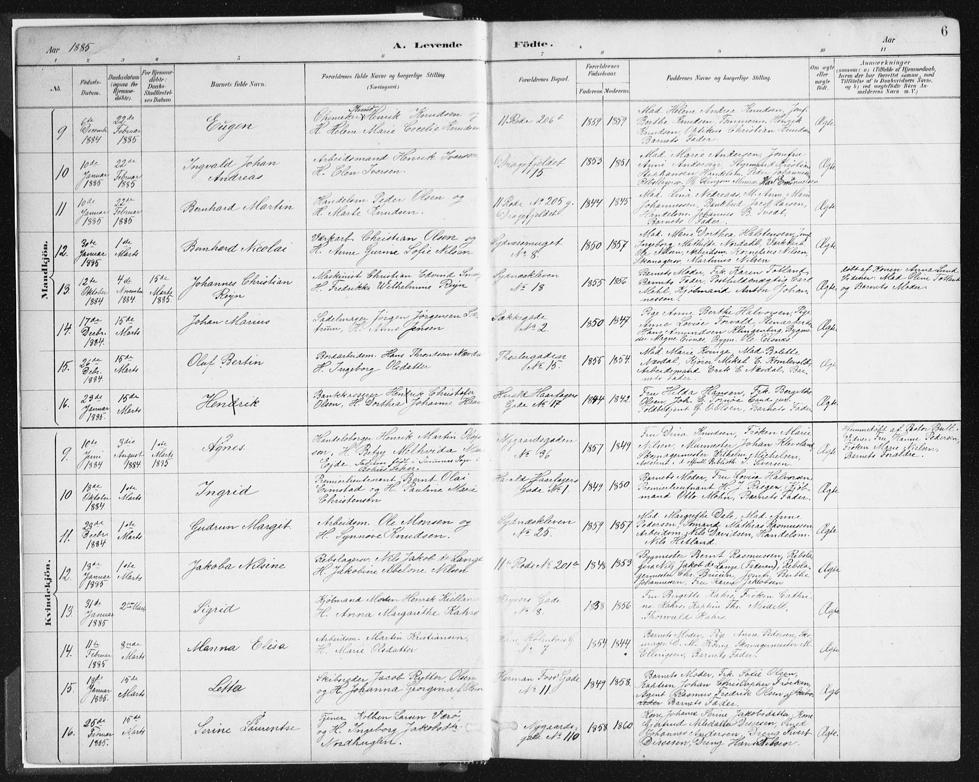Johanneskirken sokneprestembete, SAB/A-76001/H/Haa/L0001: Parish register (official) no. A 1, 1885-1900, p. 6