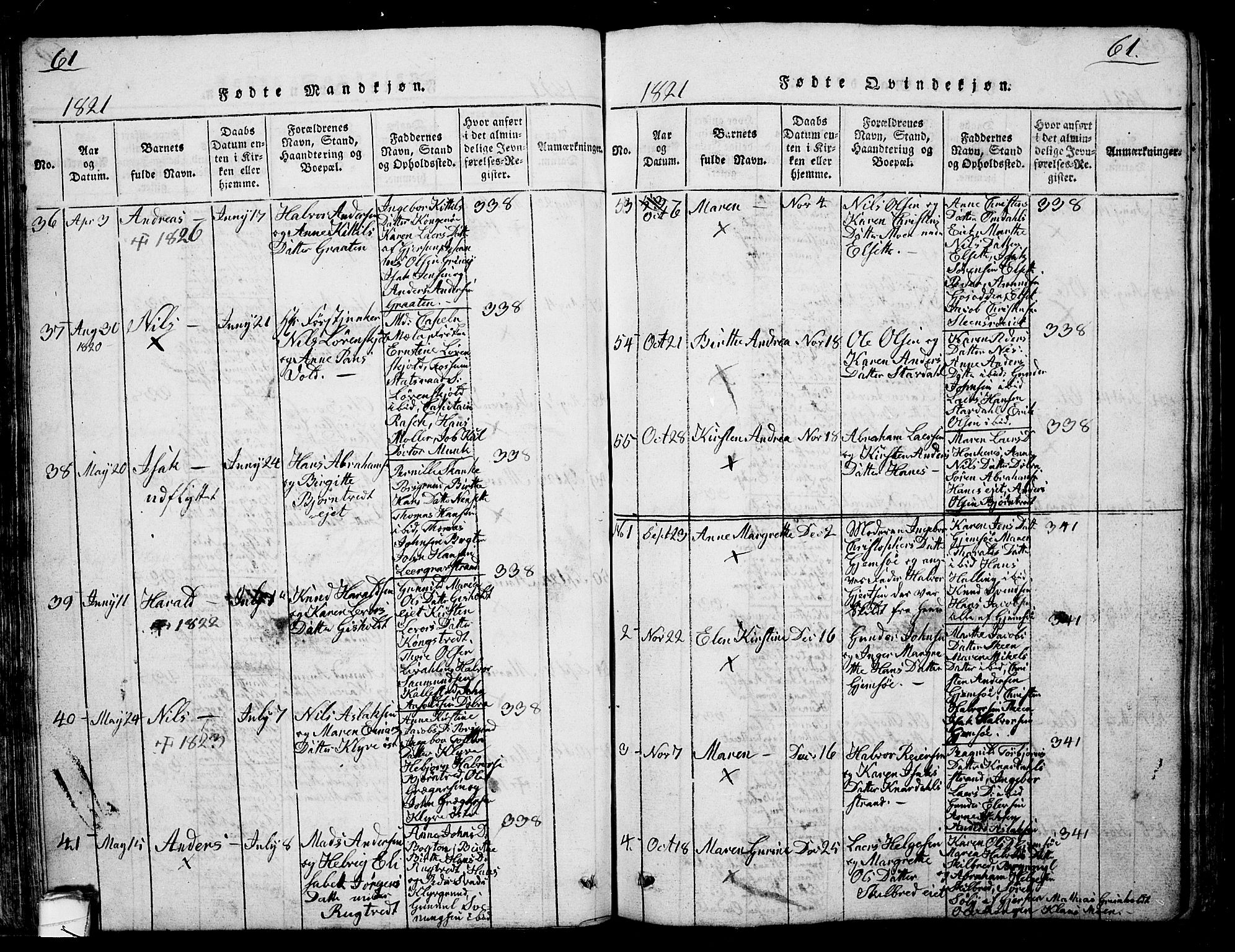 Solum kirkebøker, SAKO/A-306/G/Ga/L0001: Parish register (copy) no. I 1, 1814-1833, p. 61