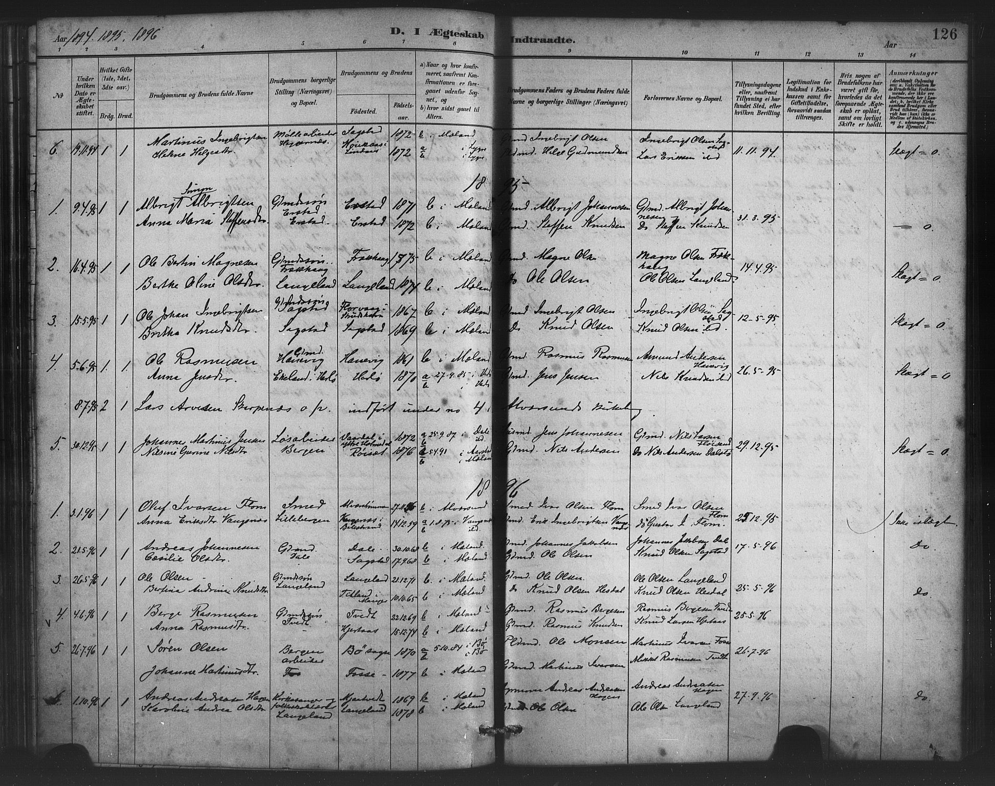 Alversund Sokneprestembete, AV/SAB-A-73901/H/Ha/Haa/Haac/L0001: Parish register (official) no. C 1, 1882-1900, p. 126