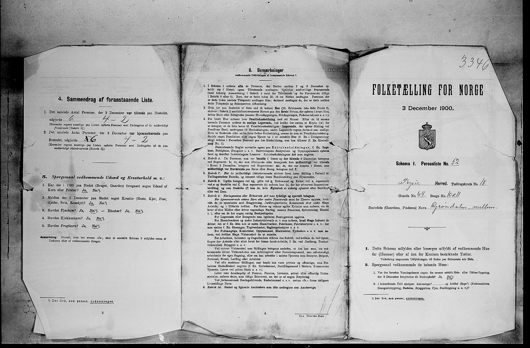 SAH, 1900 census for Trysil, 1900, p. 1855