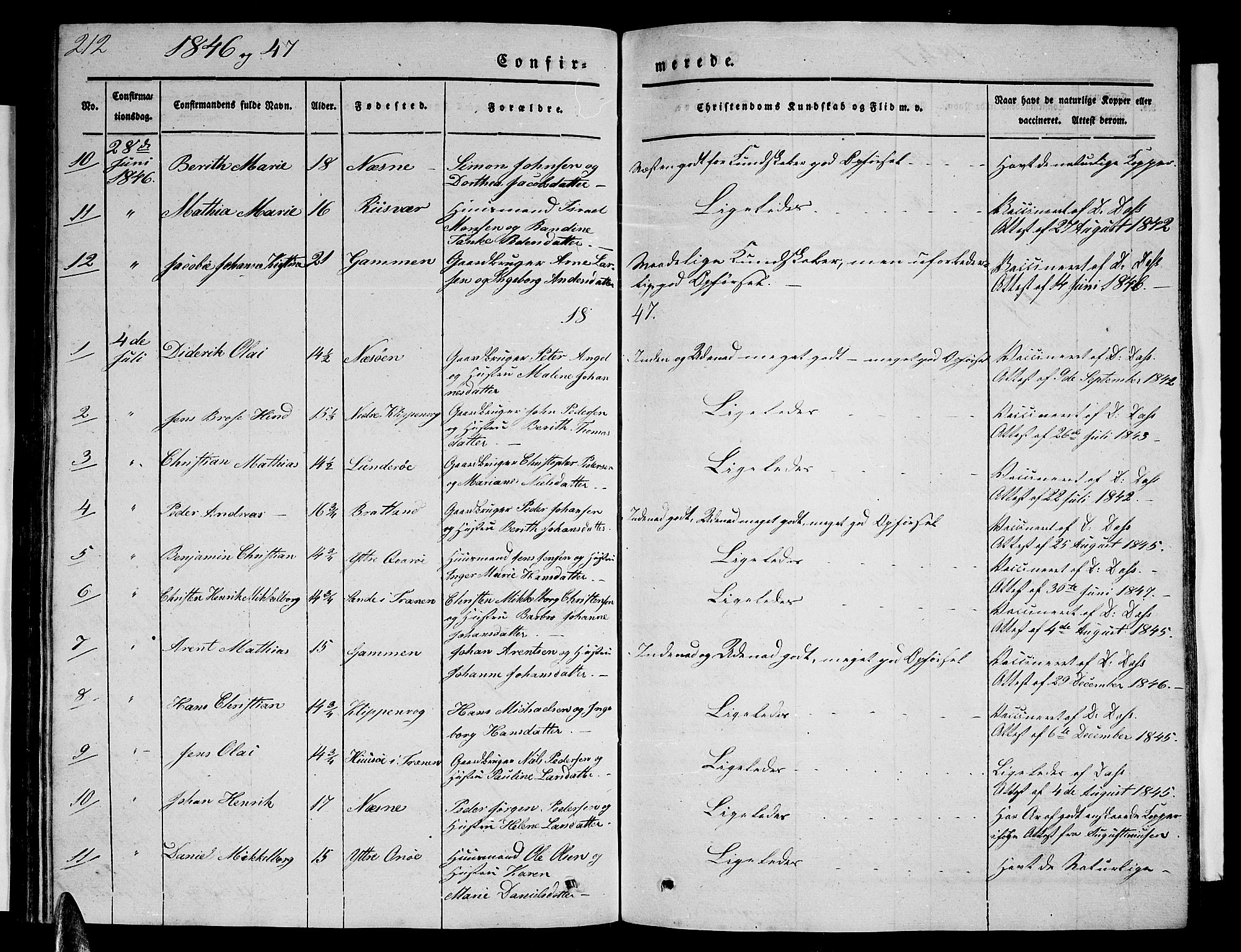 Ministerialprotokoller, klokkerbøker og fødselsregistre - Nordland, AV/SAT-A-1459/839/L0572: Parish register (copy) no. 839C02, 1841-1873, p. 212