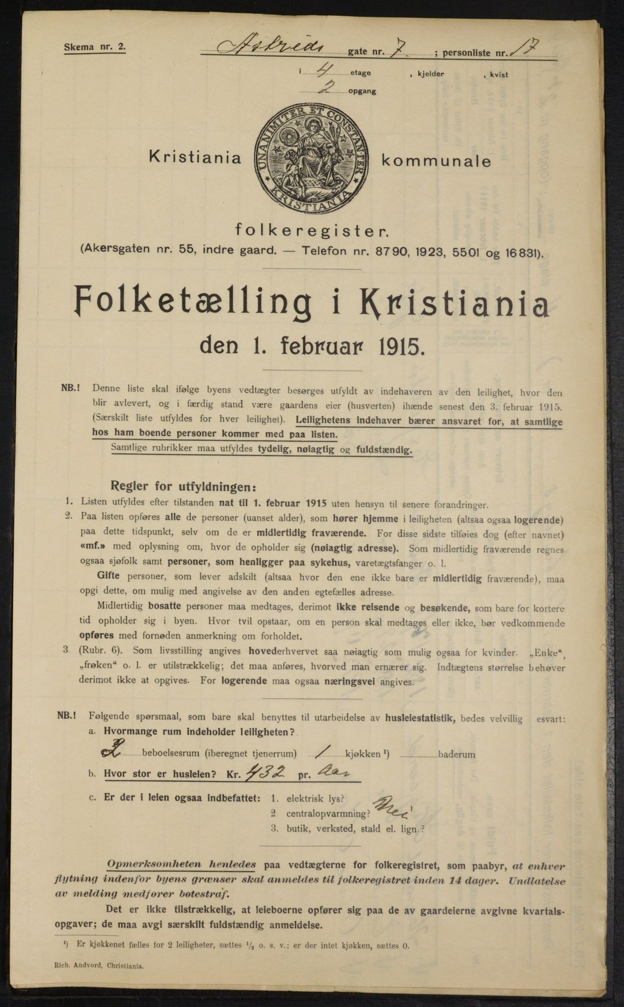 OBA, Municipal Census 1915 for Kristiania, 1915, p. 17203