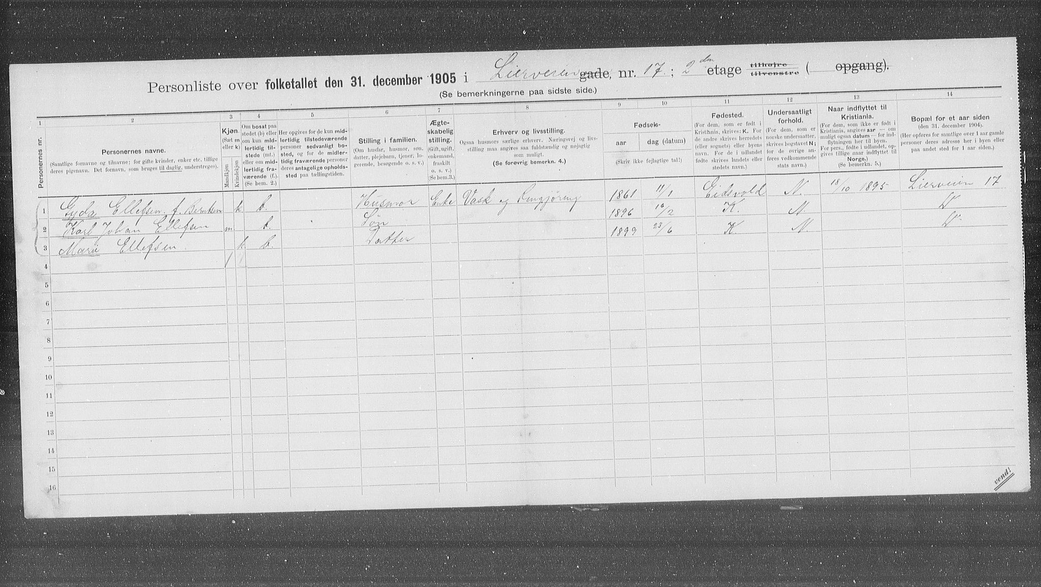 OBA, Municipal Census 1905 for Kristiania, 1905, p. 30218