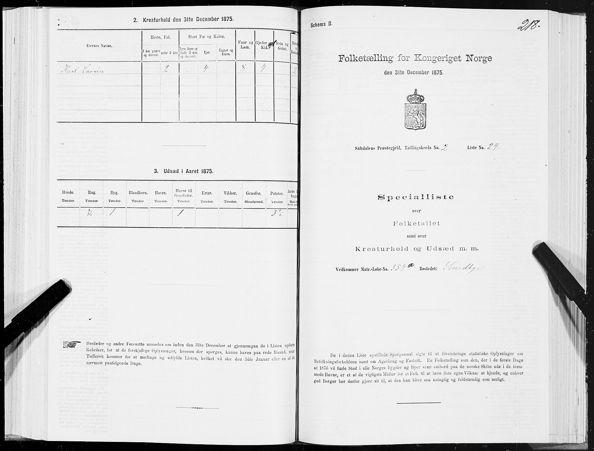 SAT, 1875 census for 1840P Saltdal, 1875, p. 1218