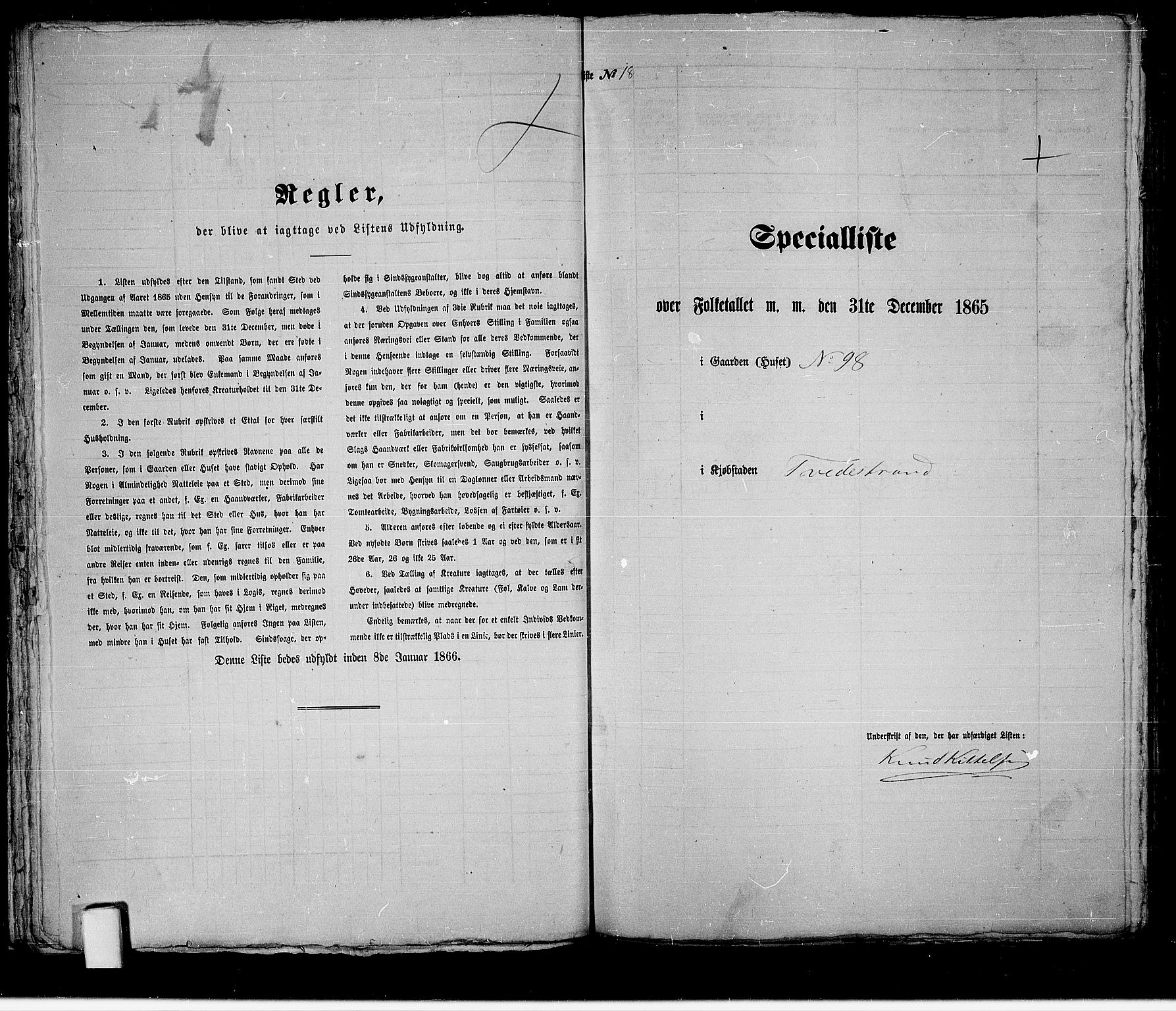 RA, 1865 census for Holt/Tvedestrand, 1865, p. 41