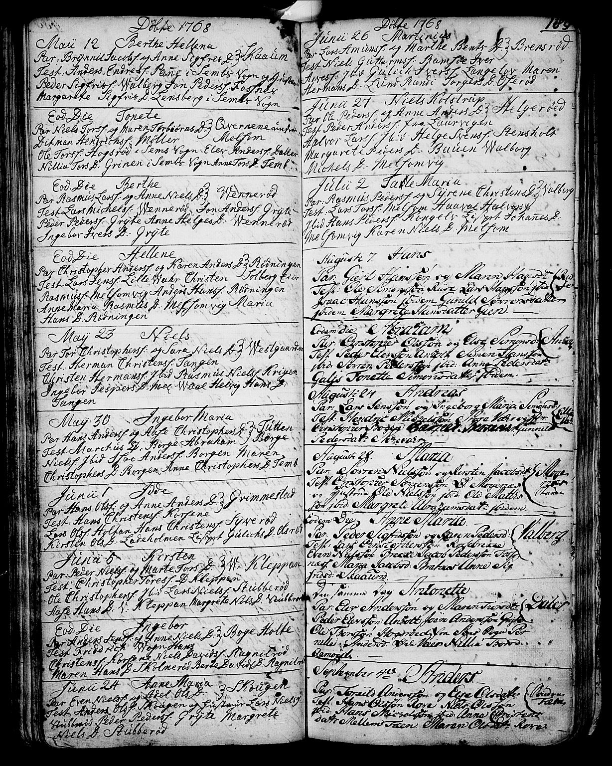 Stokke kirkebøker, AV/SAKO-A-320/F/Fa/L0002: Parish register (official) no. I 2, 1732-1770, p. 189