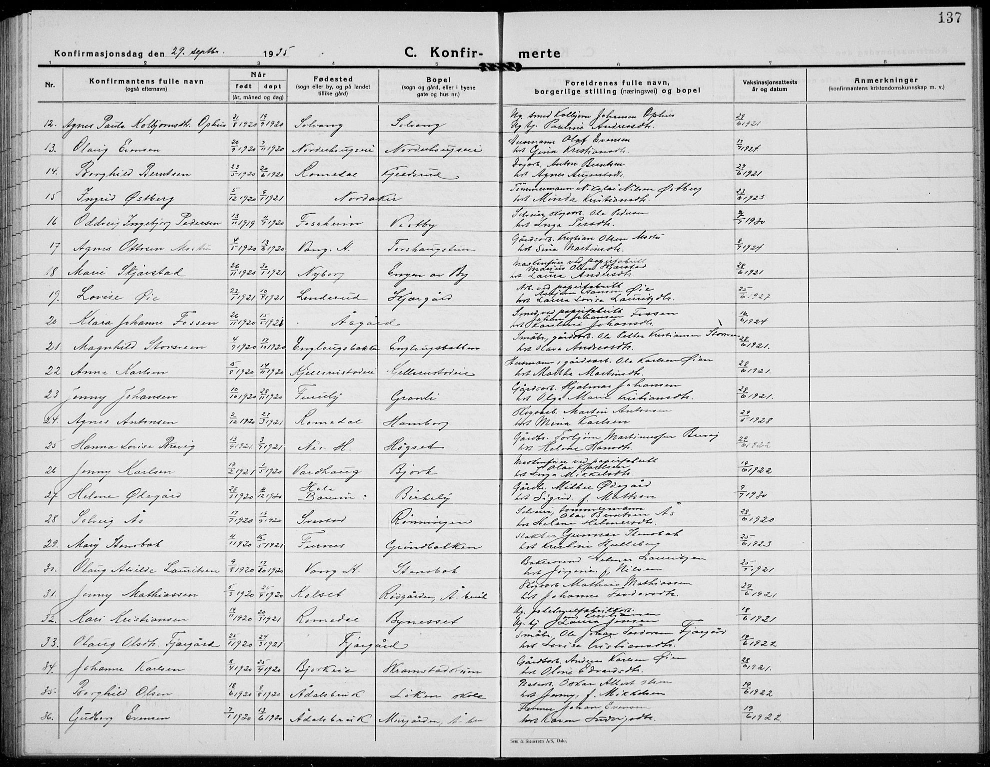 Løten prestekontor, AV/SAH-PREST-022/L/La/L0009: Parish register (copy) no. 9, 1930-1939, p. 137