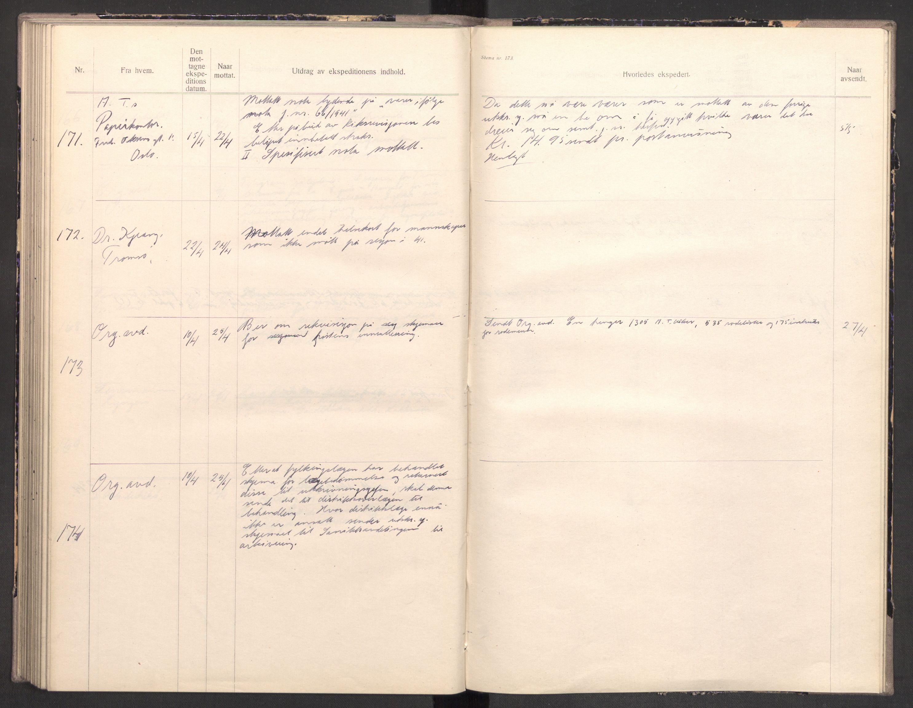 Norges arbeidstjeneste, AV/RA-S-5014/C/Ca/L0001: Journal for utskrivning Nordland og Troms, 1940-1942, p. 178