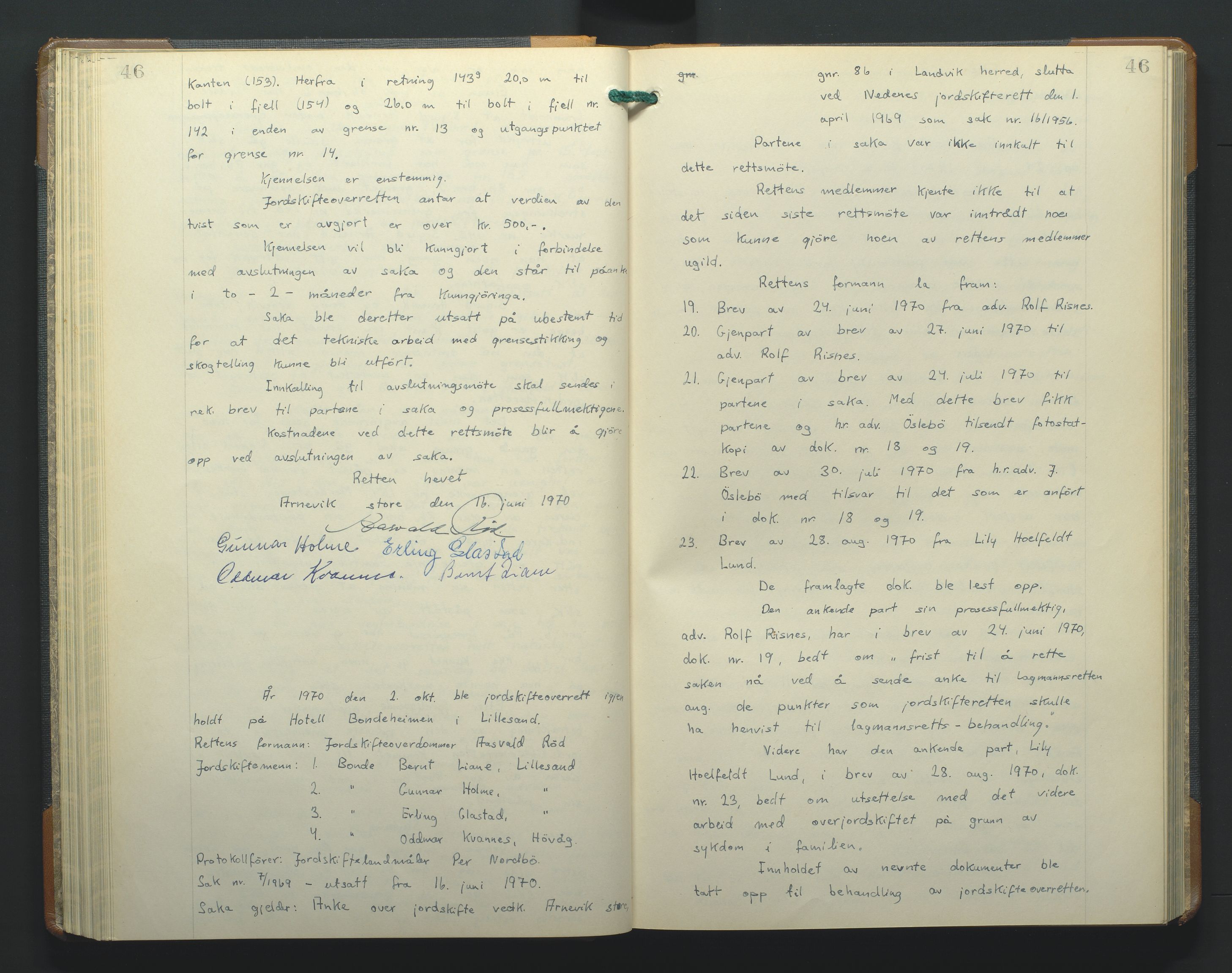 Jordskifteoverdommeren i Agder og Rogaland, AV/SAK-1541-0001/F/Fa/Faa/L0003: Overutskiftningsprotokoll Sand sorenskriveri nr 3, 1927-1974, p. 46