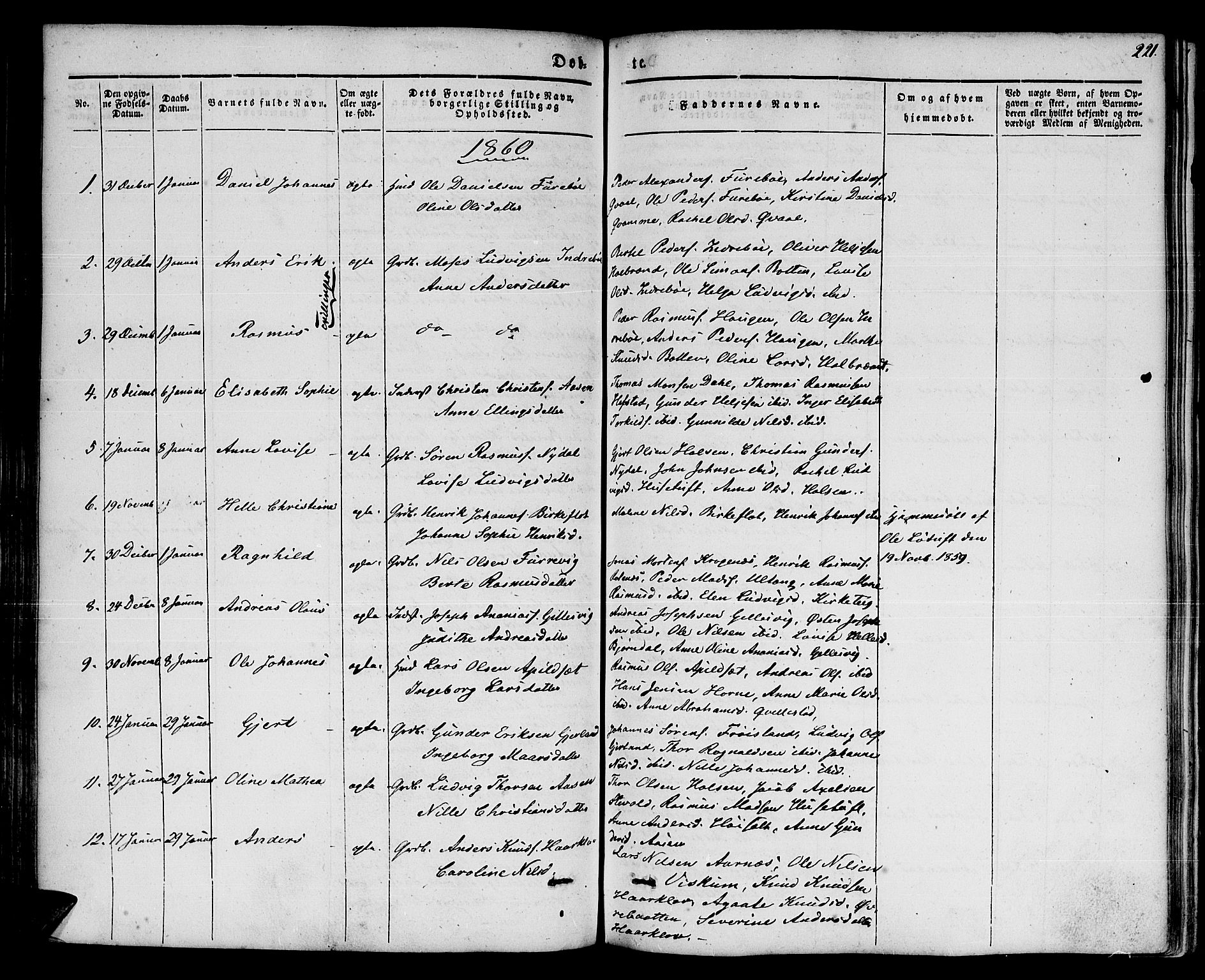 Førde sokneprestembete, SAB/A-79901/H/Haa/Haaa/L0007: Parish register (official) no. A 7, 1843-1860, p. 221