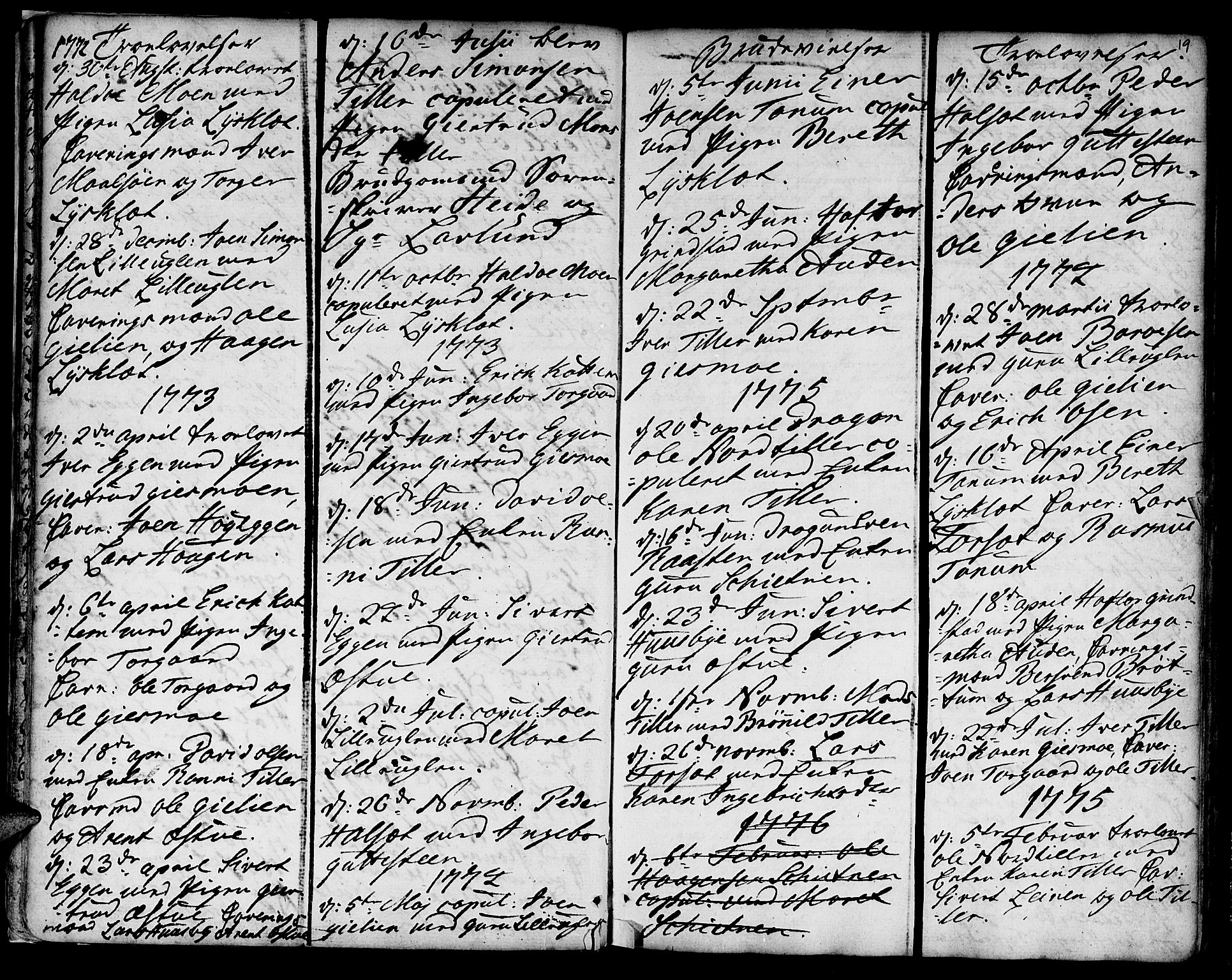 Ministerialprotokoller, klokkerbøker og fødselsregistre - Sør-Trøndelag, SAT/A-1456/618/L0437: Parish register (official) no. 618A02, 1749-1782, p. 19