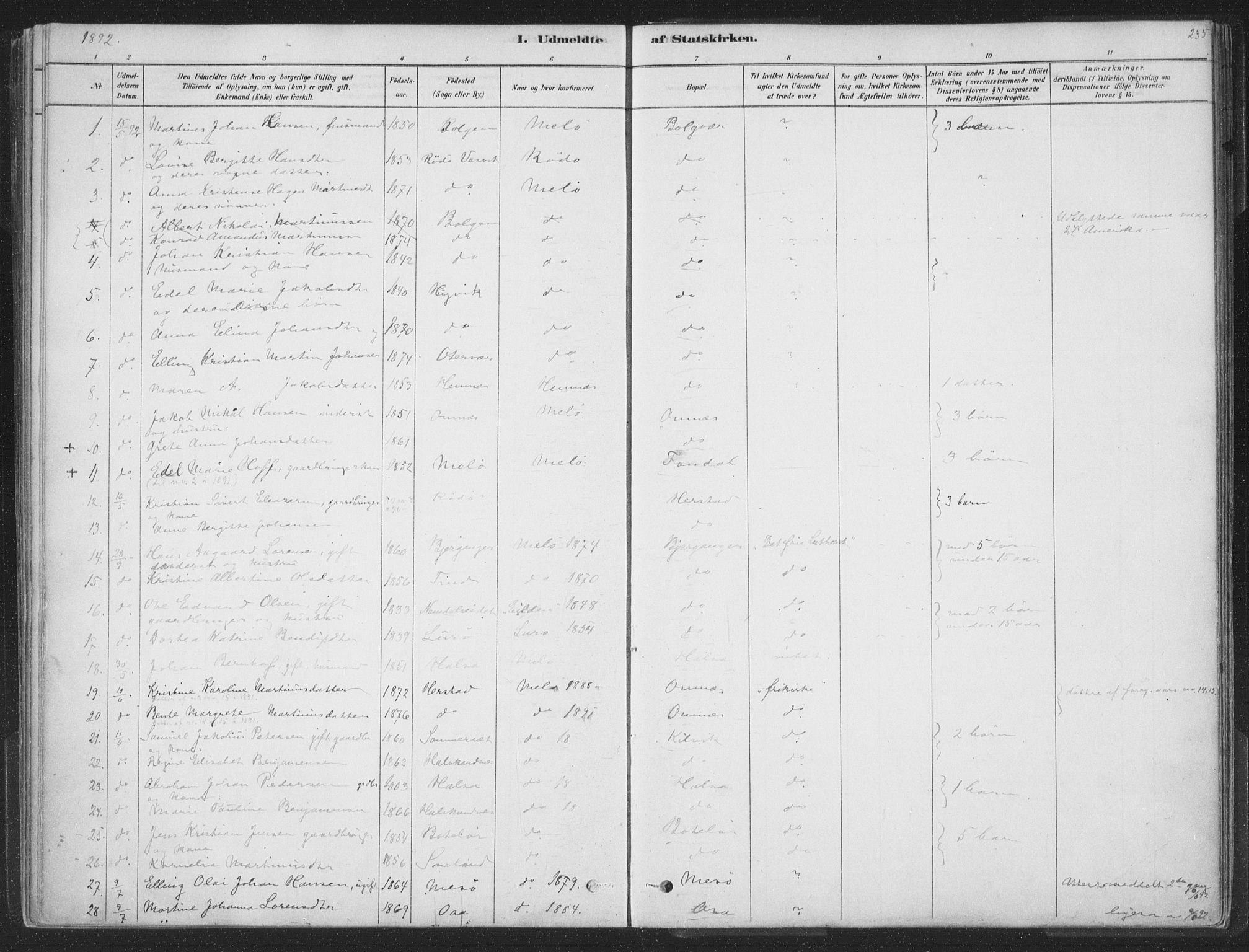 Ministerialprotokoller, klokkerbøker og fødselsregistre - Nordland, SAT/A-1459/843/L0627: Parish register (official) no. 843A02, 1878-1908, p. 235