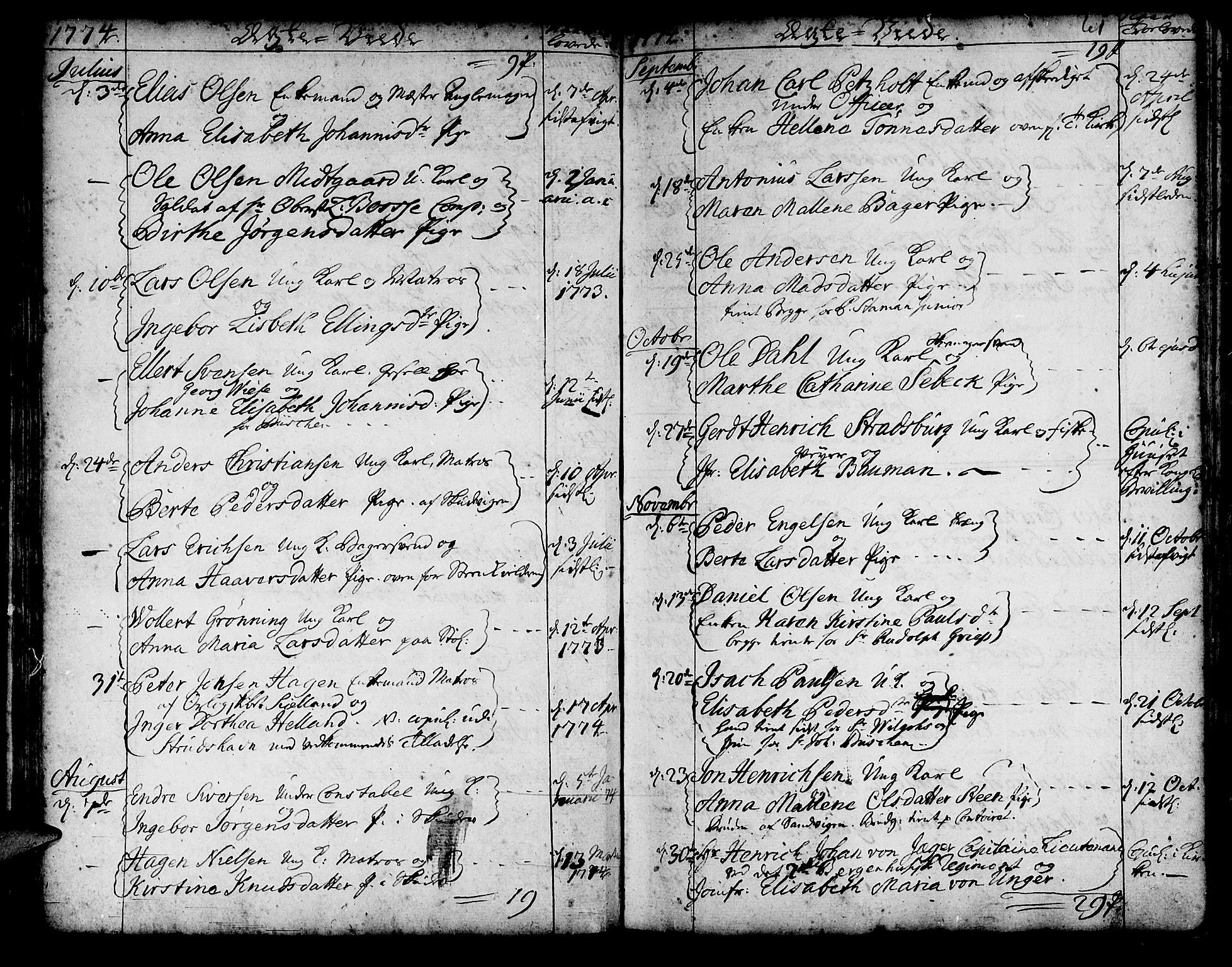 Korskirken sokneprestembete, SAB/A-76101/H/Haa/L0009: Parish register (official) no. A 9, 1743-1861, p. 61