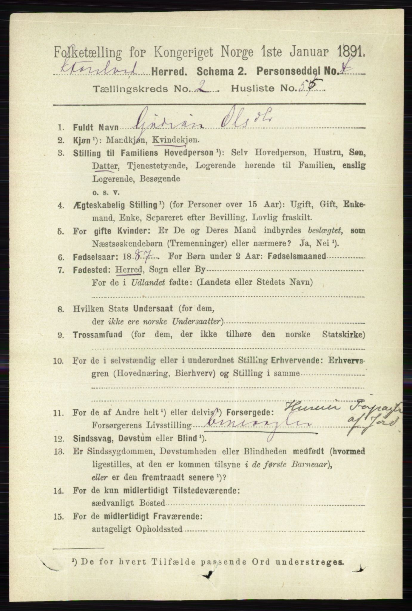 RA, 1891 census for 0430 Stor-Elvdal, 1891, p. 758