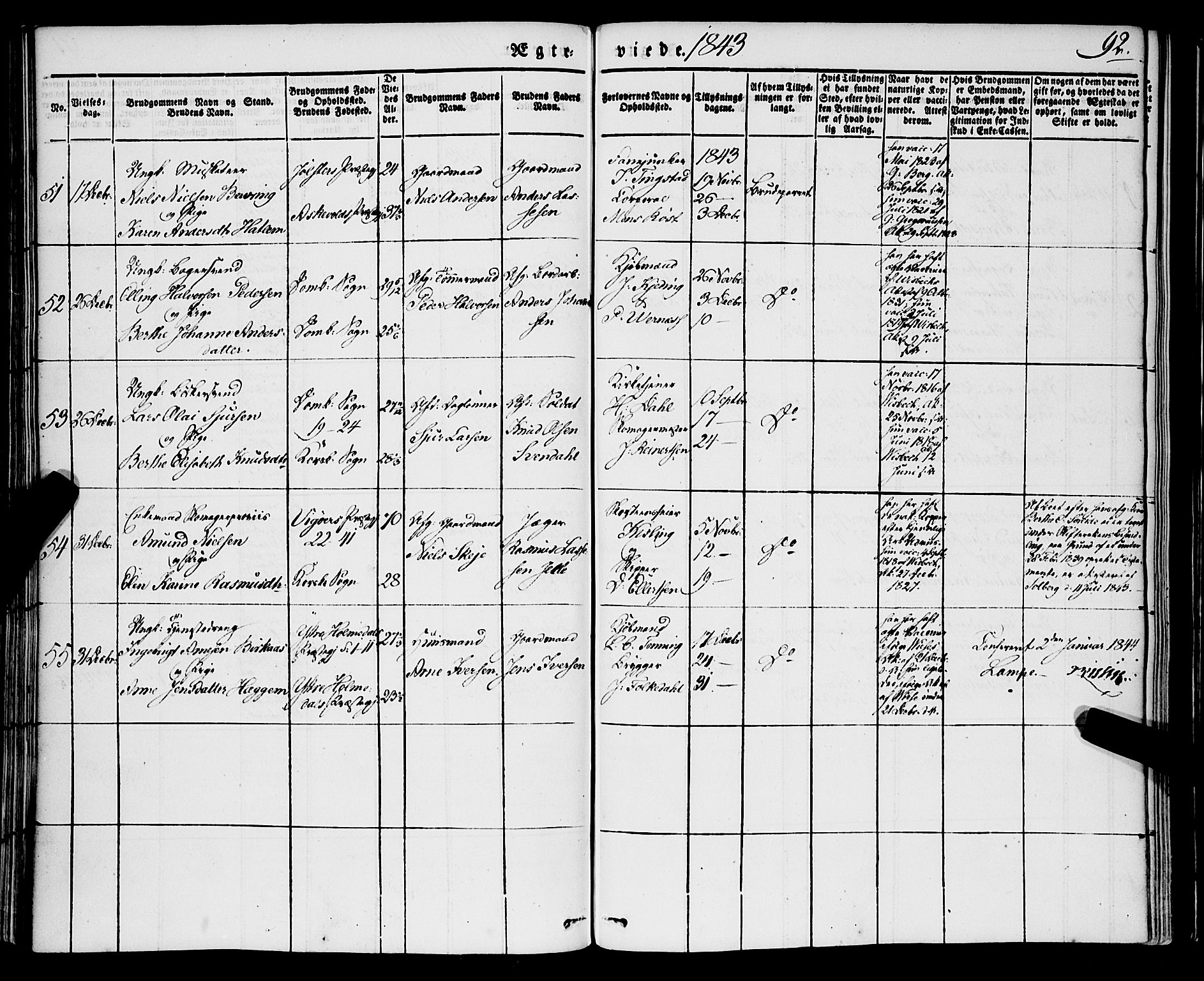 Korskirken sokneprestembete, AV/SAB-A-76101/H/Haa/L0034: Parish register (official) no. D 1, 1832-1852, p. 92