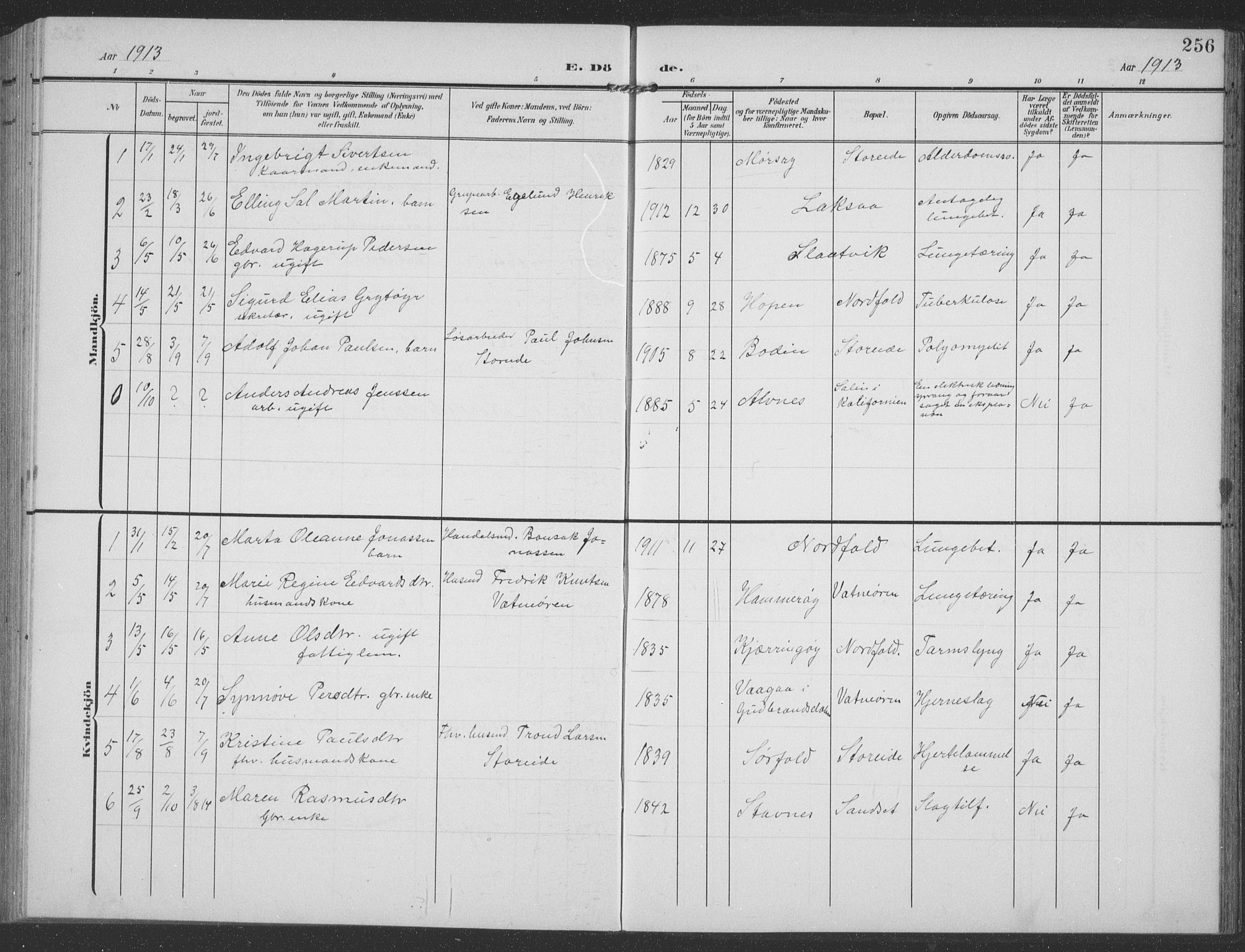 Ministerialprotokoller, klokkerbøker og fødselsregistre - Nordland, SAT/A-1459/858/L0835: Parish register (copy) no. 858C02, 1904-1940, p. 256