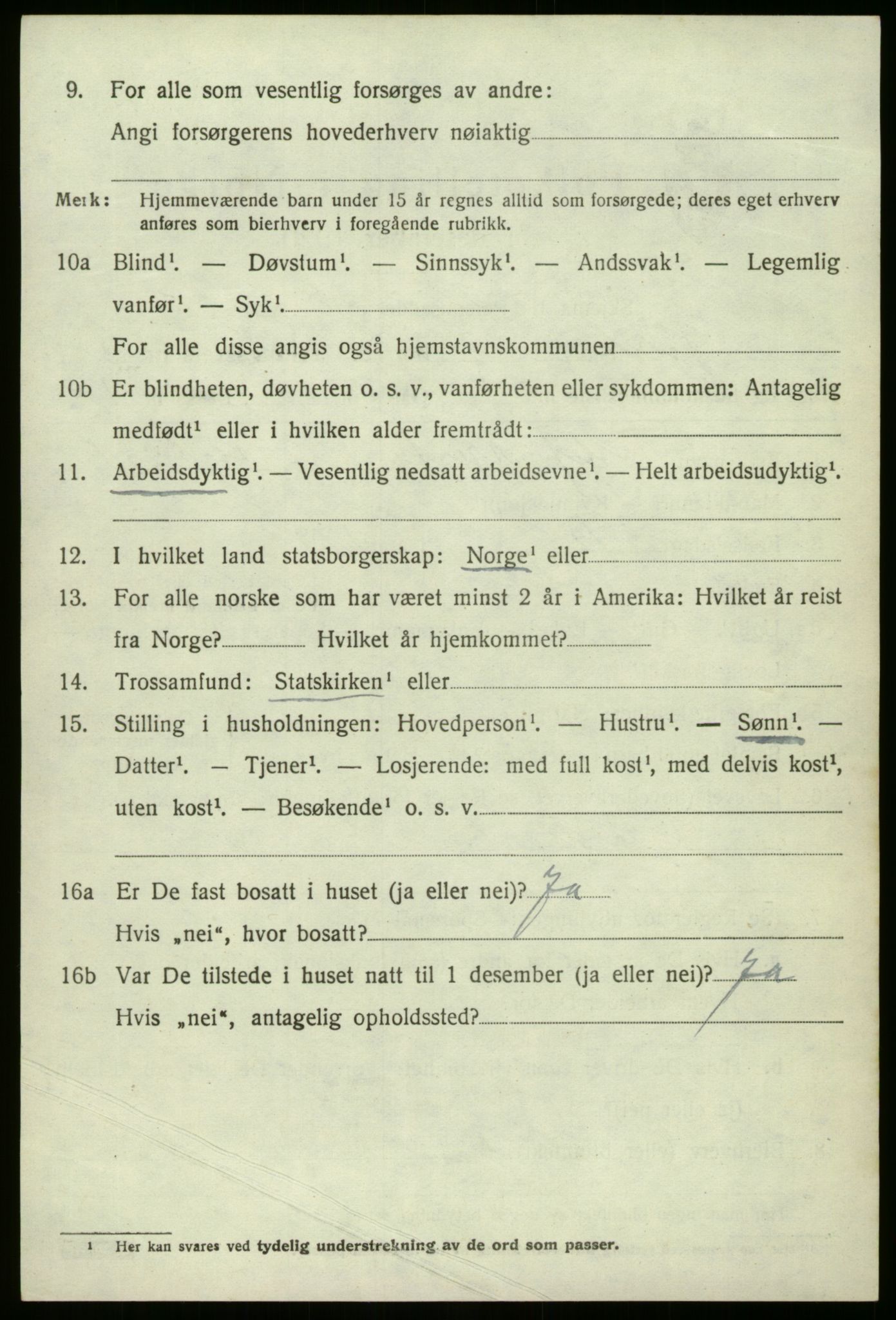 SAB, 1920 census for Jølster, 1920, p. 2931