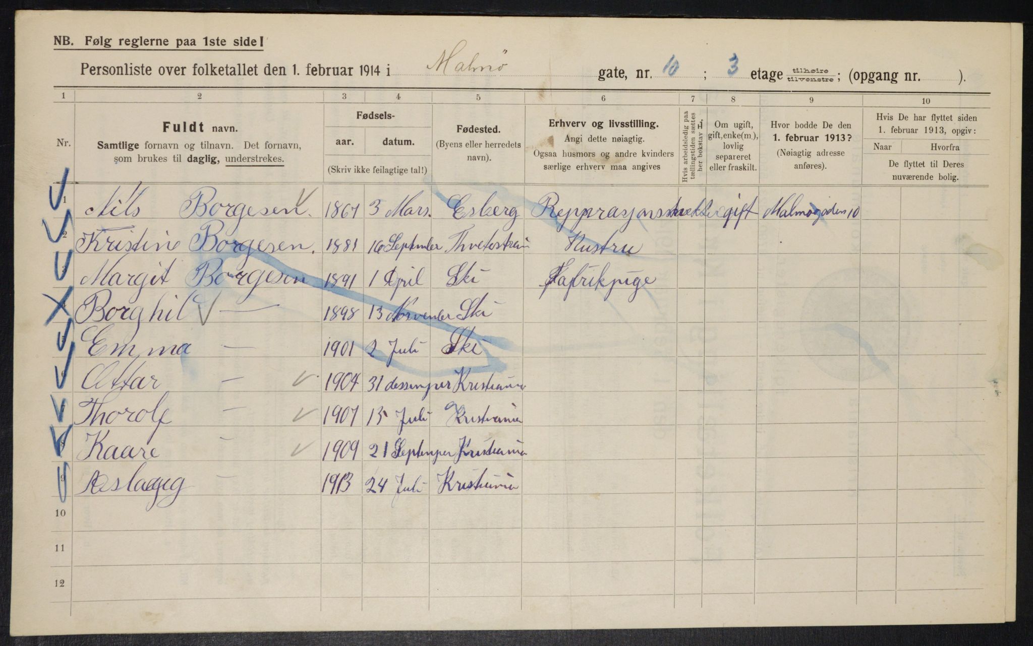 OBA, Municipal Census 1914 for Kristiania, 1914, p. 60045